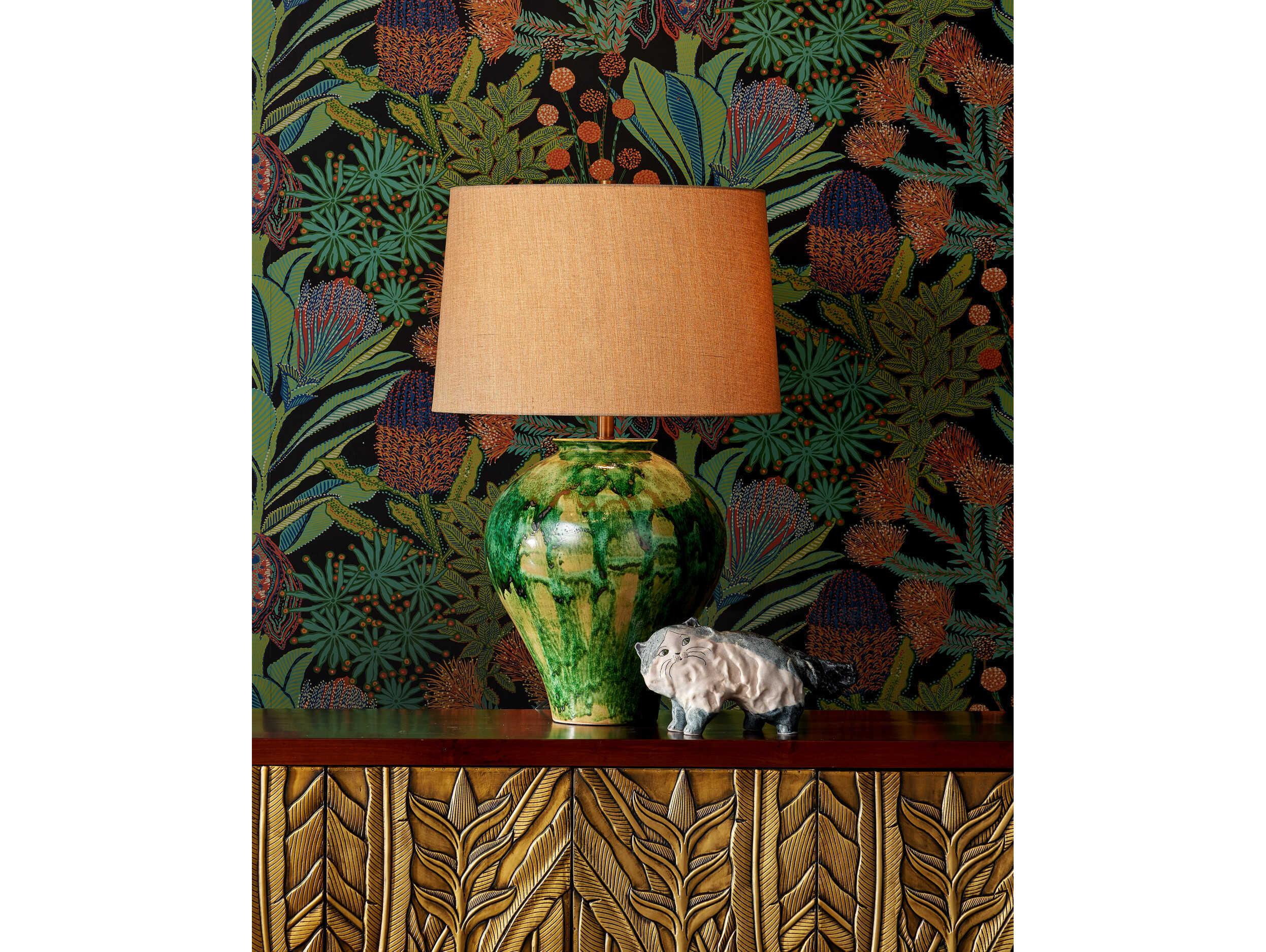 Currey & Company Blarney Green Cuban Sandpaper Hardback Rolled Edge Buffet Lamp