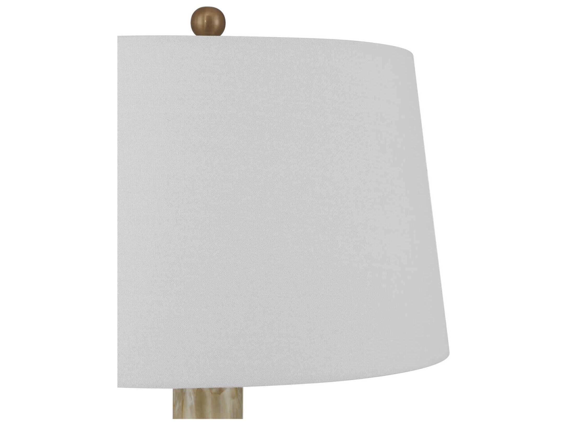Currey & Company Bombon Pale Brown Antique Brass White Polyester Hardback Rolled Edge Gray Buffet Lamp