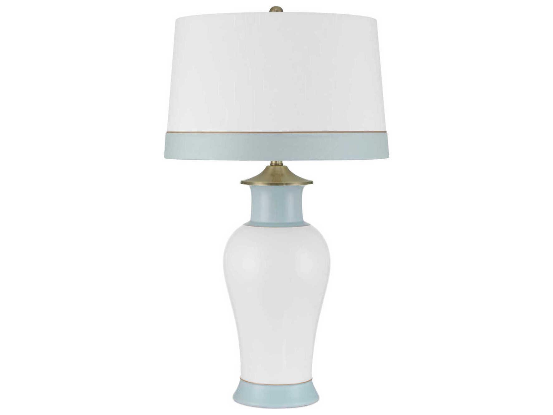 Currey & Company Kora White Light Blue Buffet Lamp