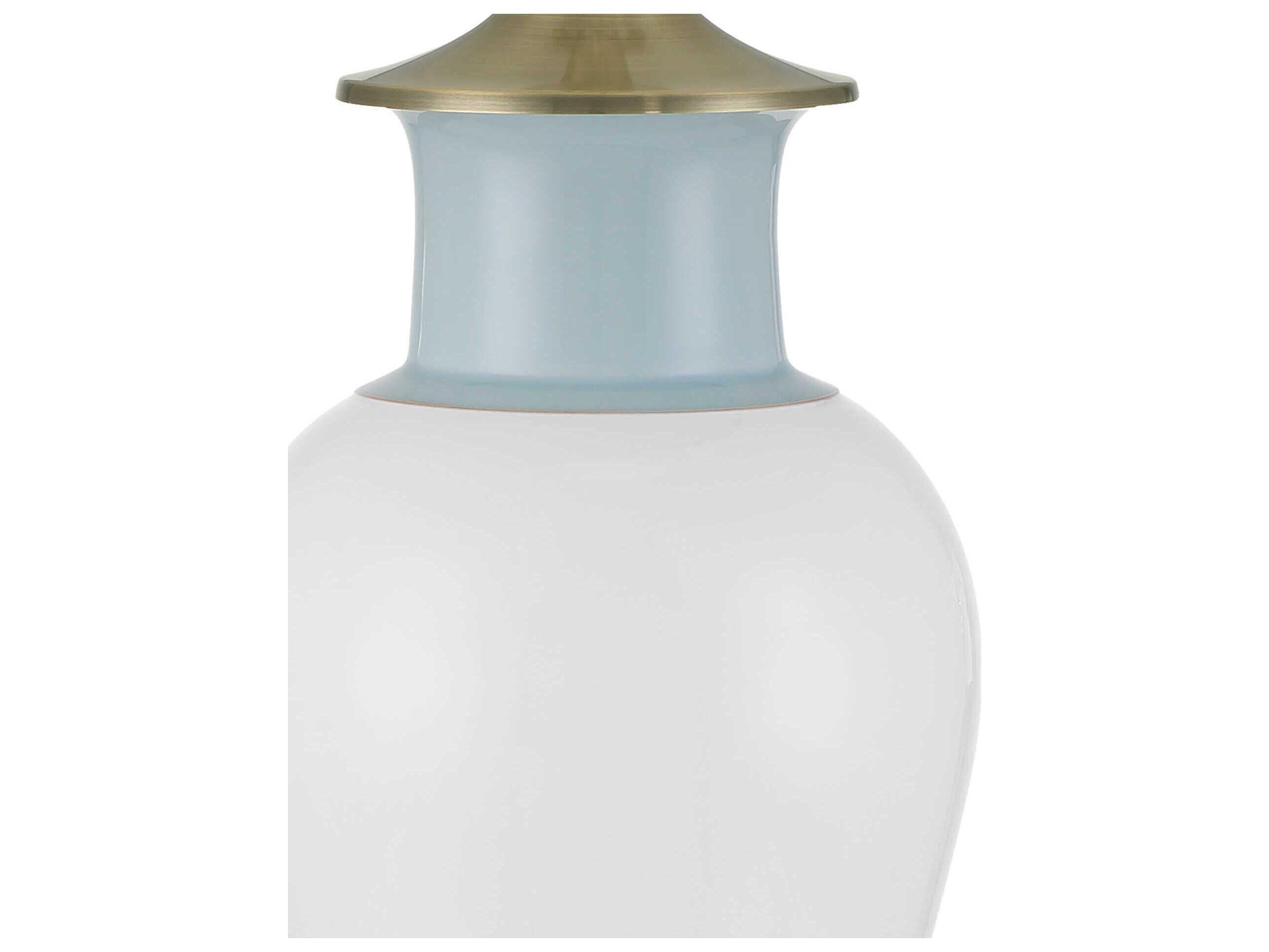 Currey & Company Kora White Light Blue Buffet Lamp