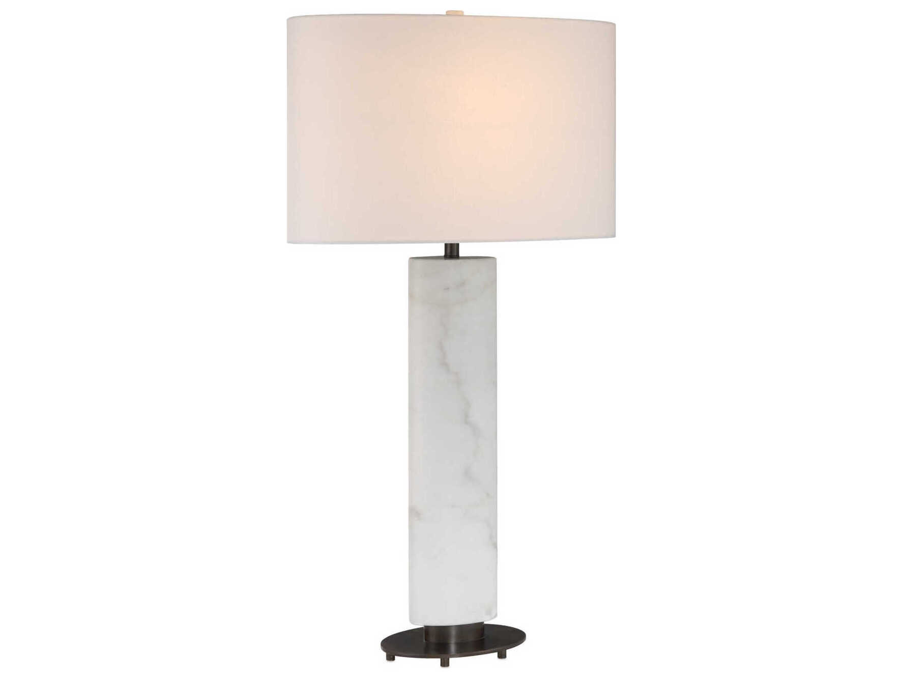 Currey & Company Stanhope White Bronze Linen Buffet Lamp