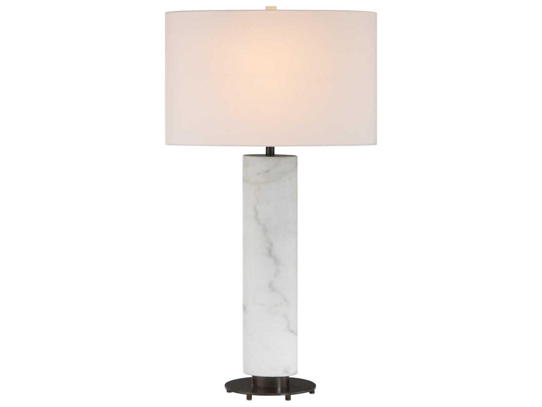 Currey & Company Stanhope White Bronze Linen Buffet Lamp
