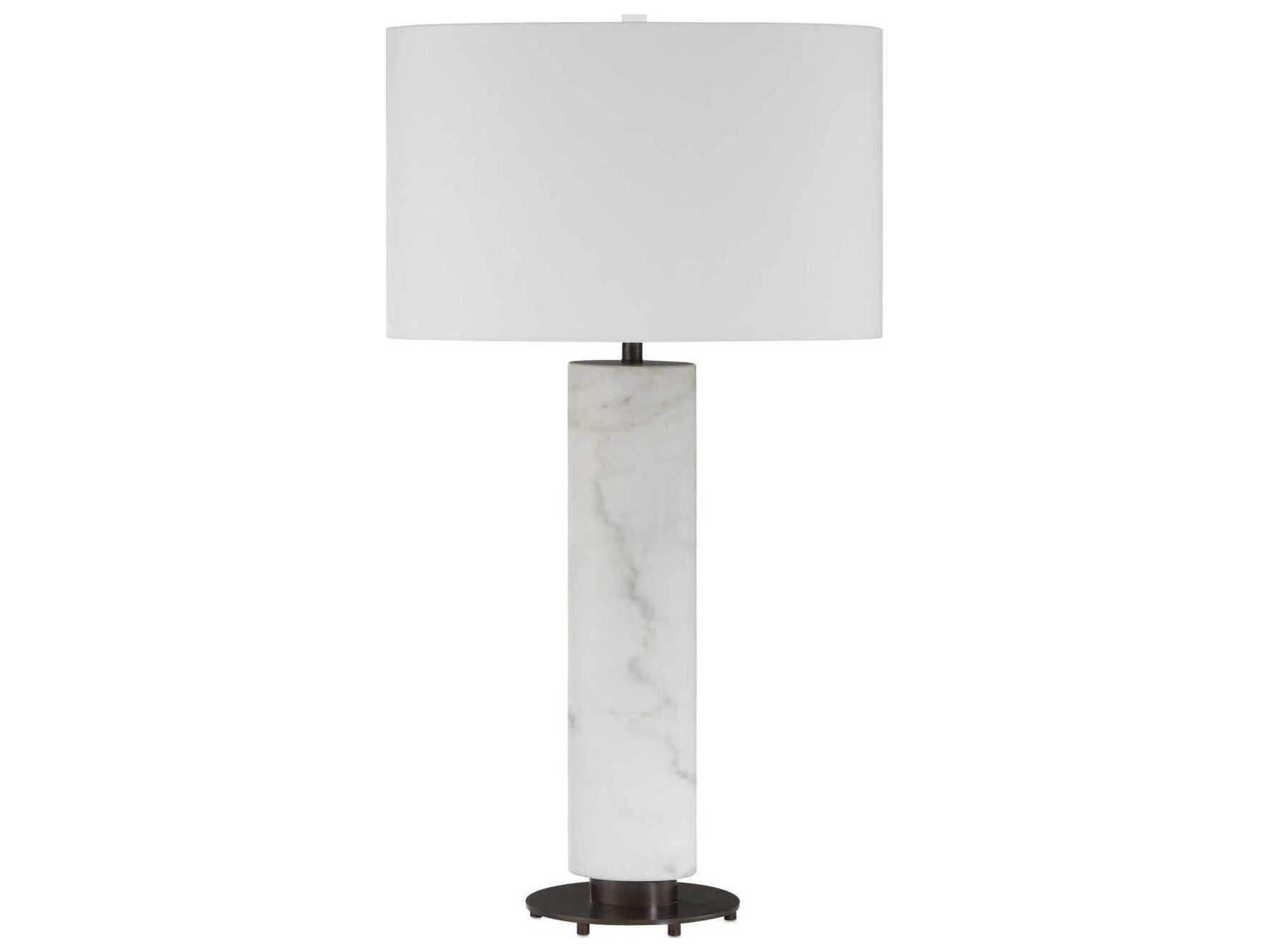 Currey & Company Stanhope White Bronze Linen Buffet Lamp