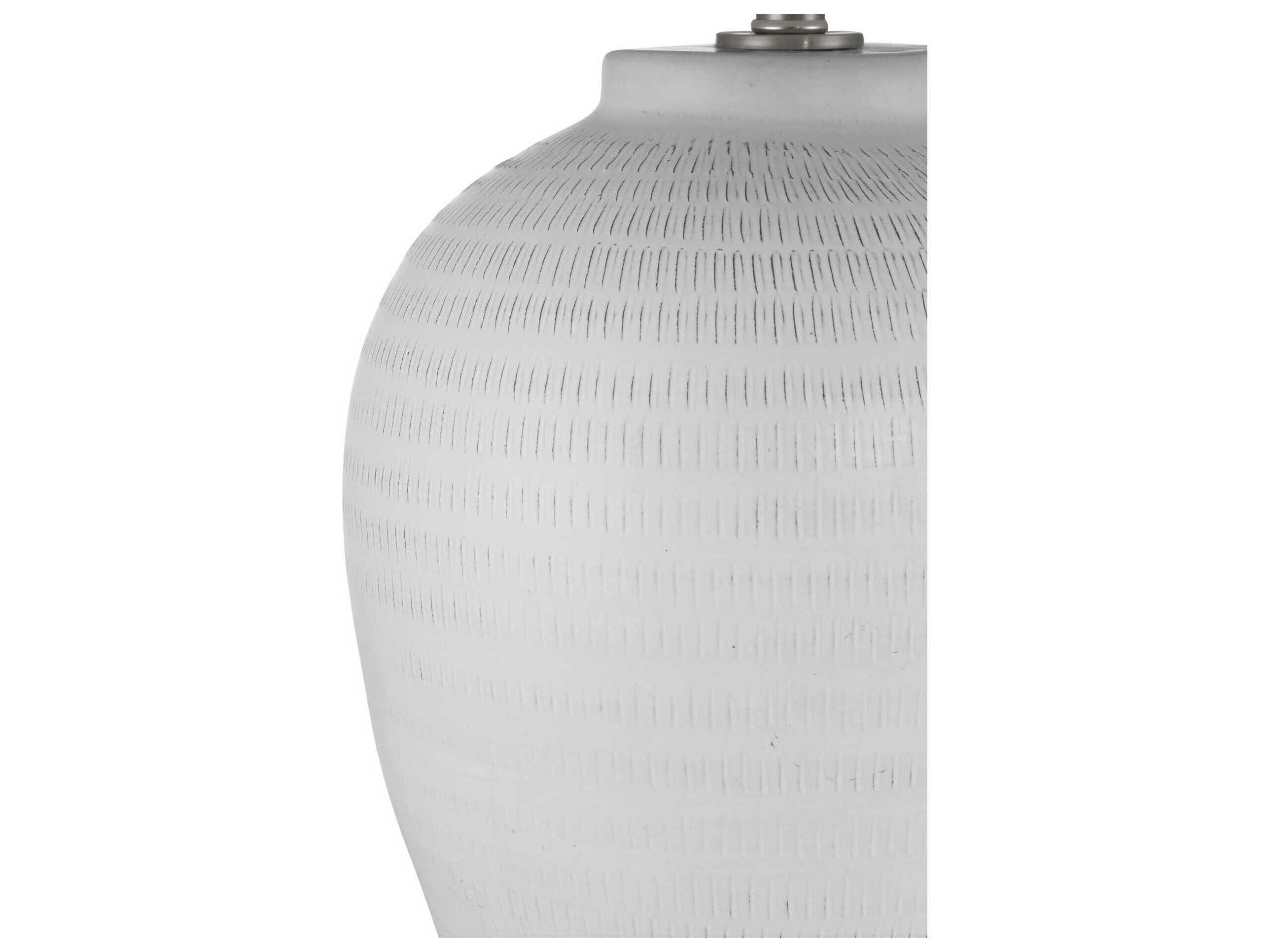 Currey & Company Dashwell White Beige Linen Single Fold Self Trim Buffet Lamp