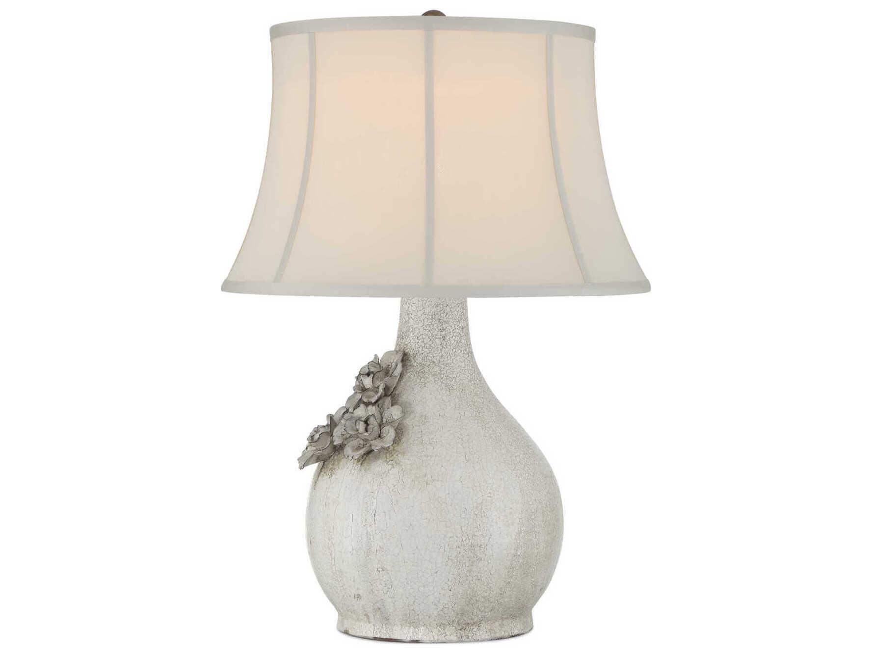 Currey & Company Attar White Beige Nylon Gray Buffet Lamp