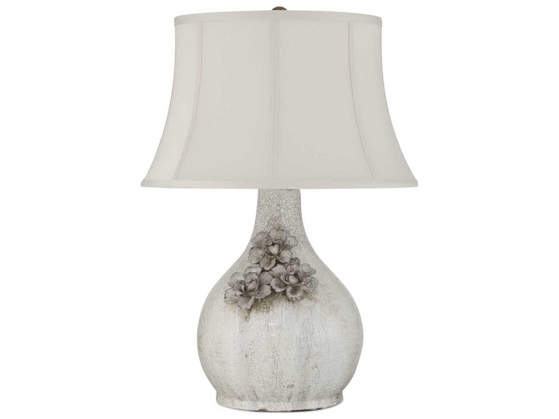 Currey & Company Attar White Beige Nylon Gray Buffet Lamp
