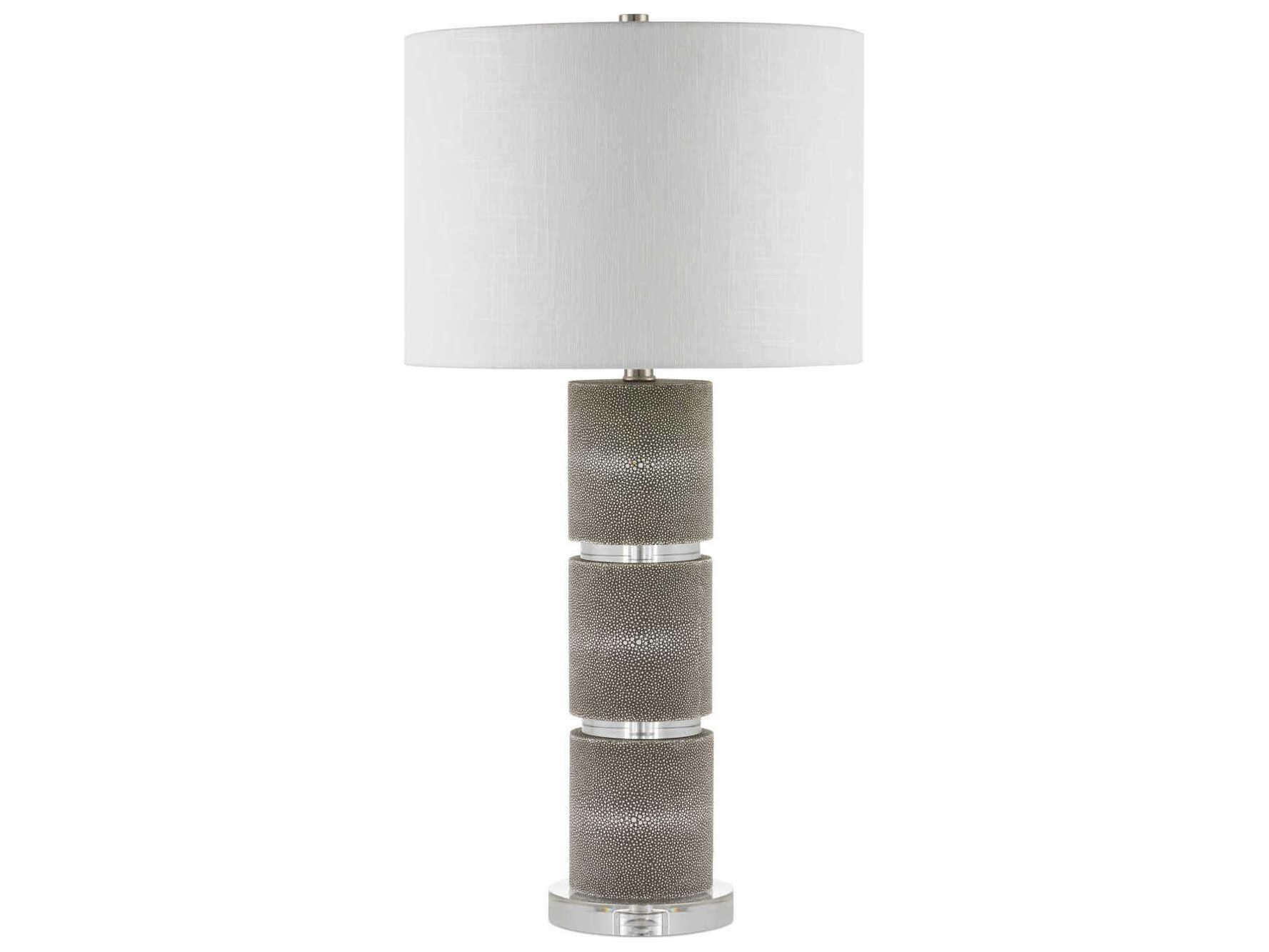 Currey & Company Lofitt Gray Clear White Linen Buffet Lamp