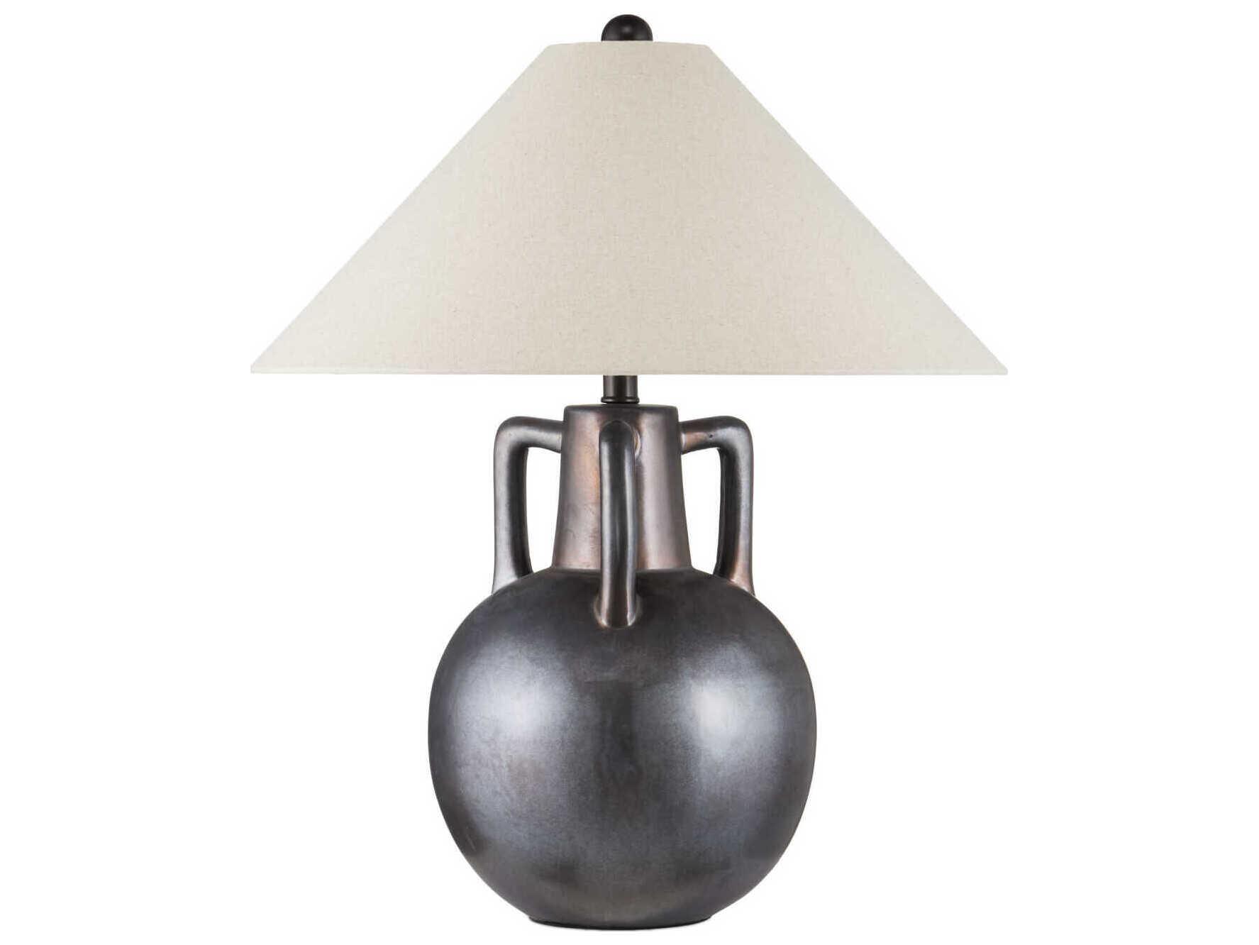Currey & Company Autry Iridescent Gray Natural Linen Buffet Lamp