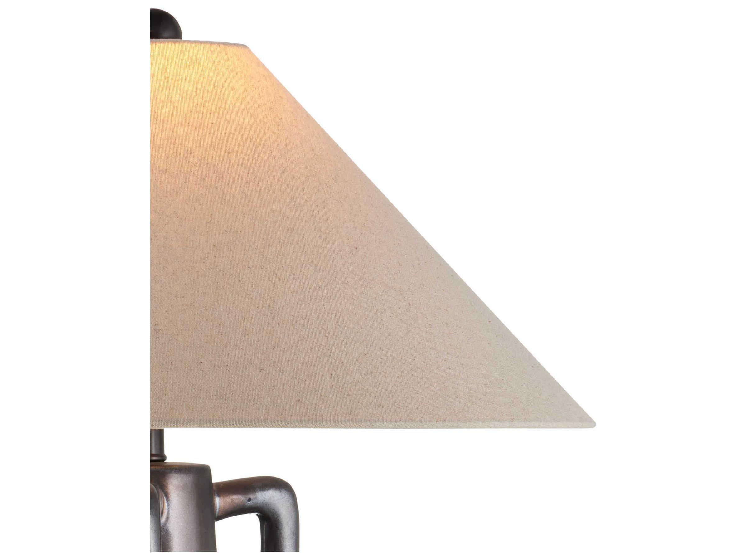 Currey & Company Autry Iridescent Gray Natural Linen Buffet Lamp