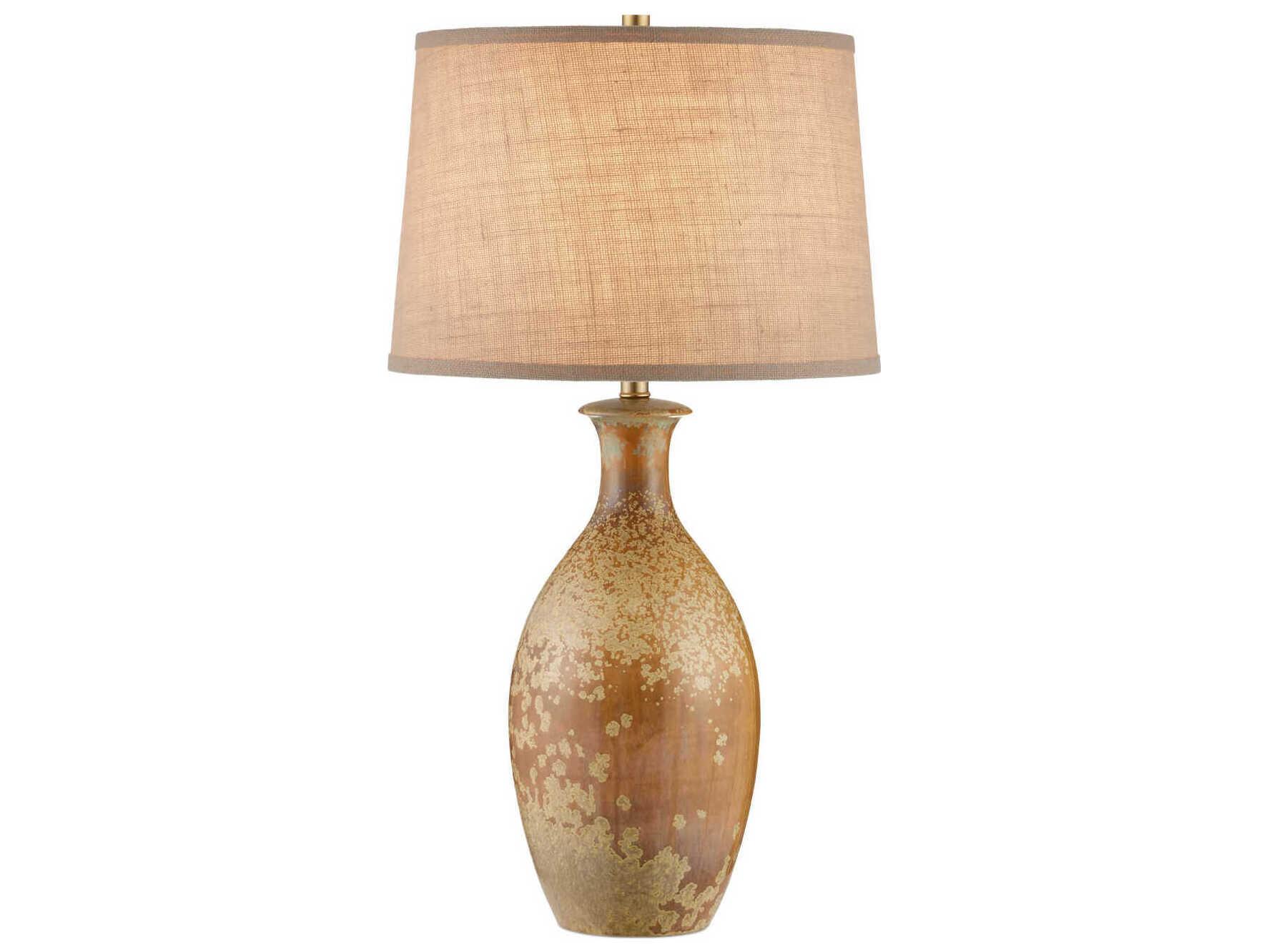 Currey & Company Stellata Ochre White Burlap Brown Buffet Lamp