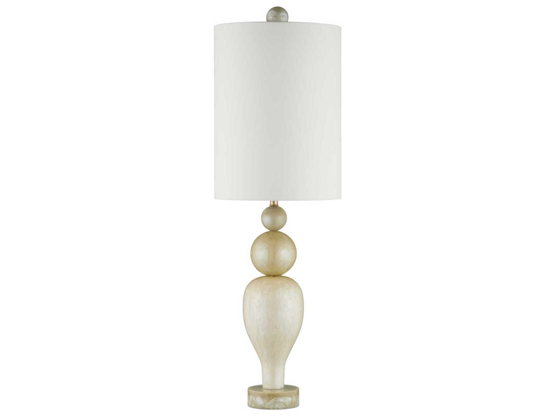 Currey & Company Hutson Warm Ivory Light Olive Egg Shell Cotton Linen Off White Buffet Lamp