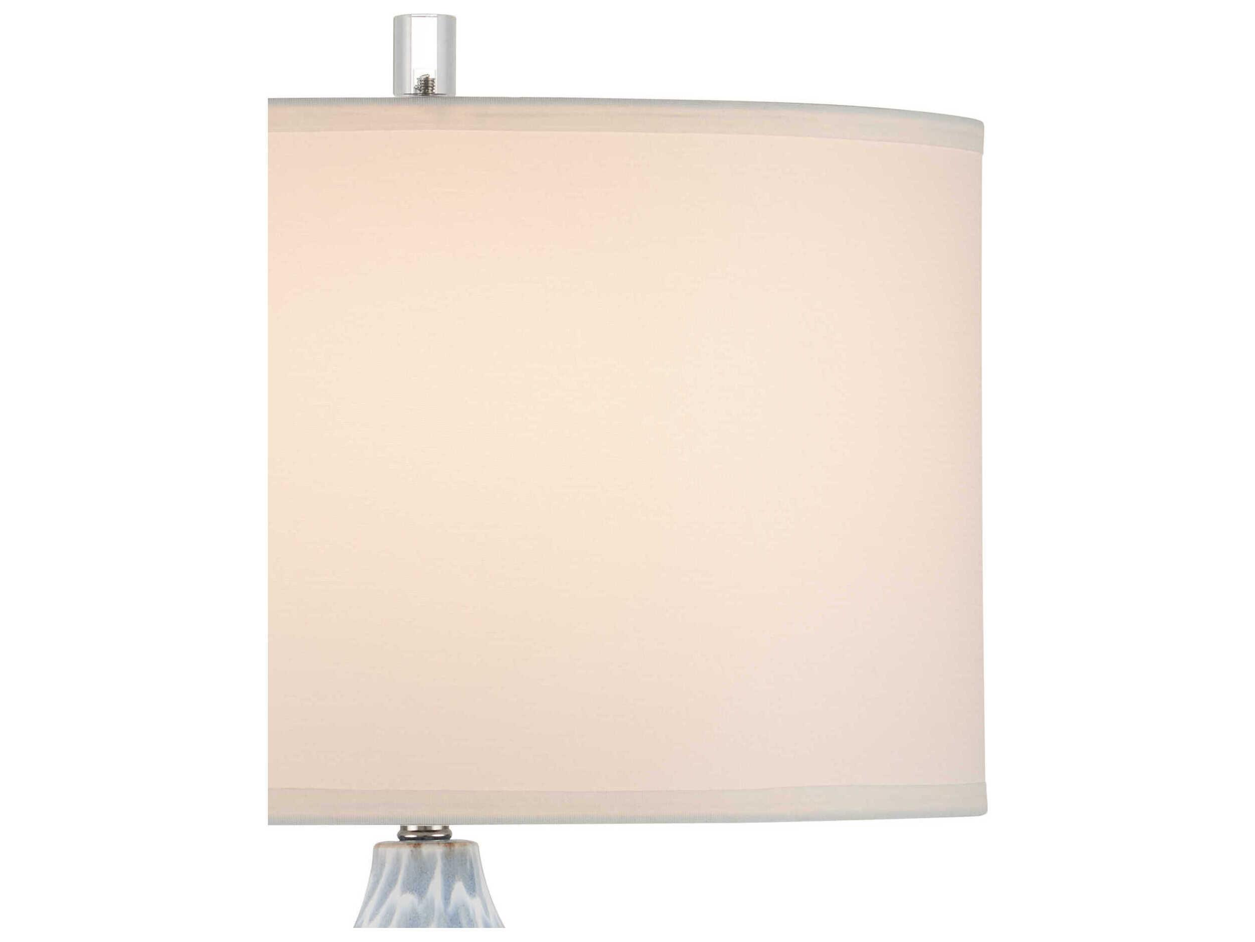 Currey & Company Tinney Blue Clear White Linen Buffet Lamp