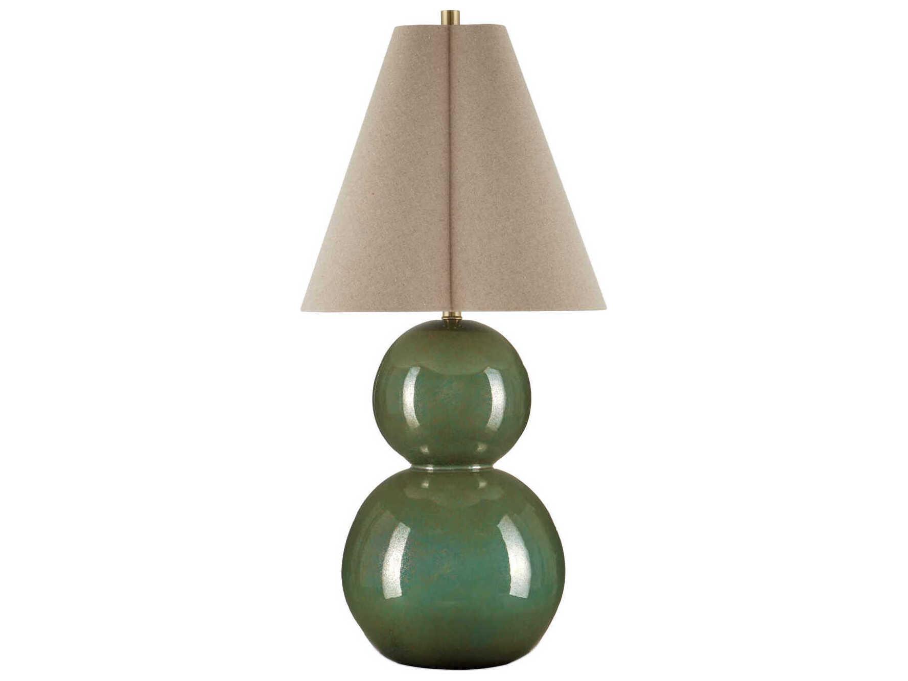 Currey & Company Kindred Green Natural Linen Buffet Lamp