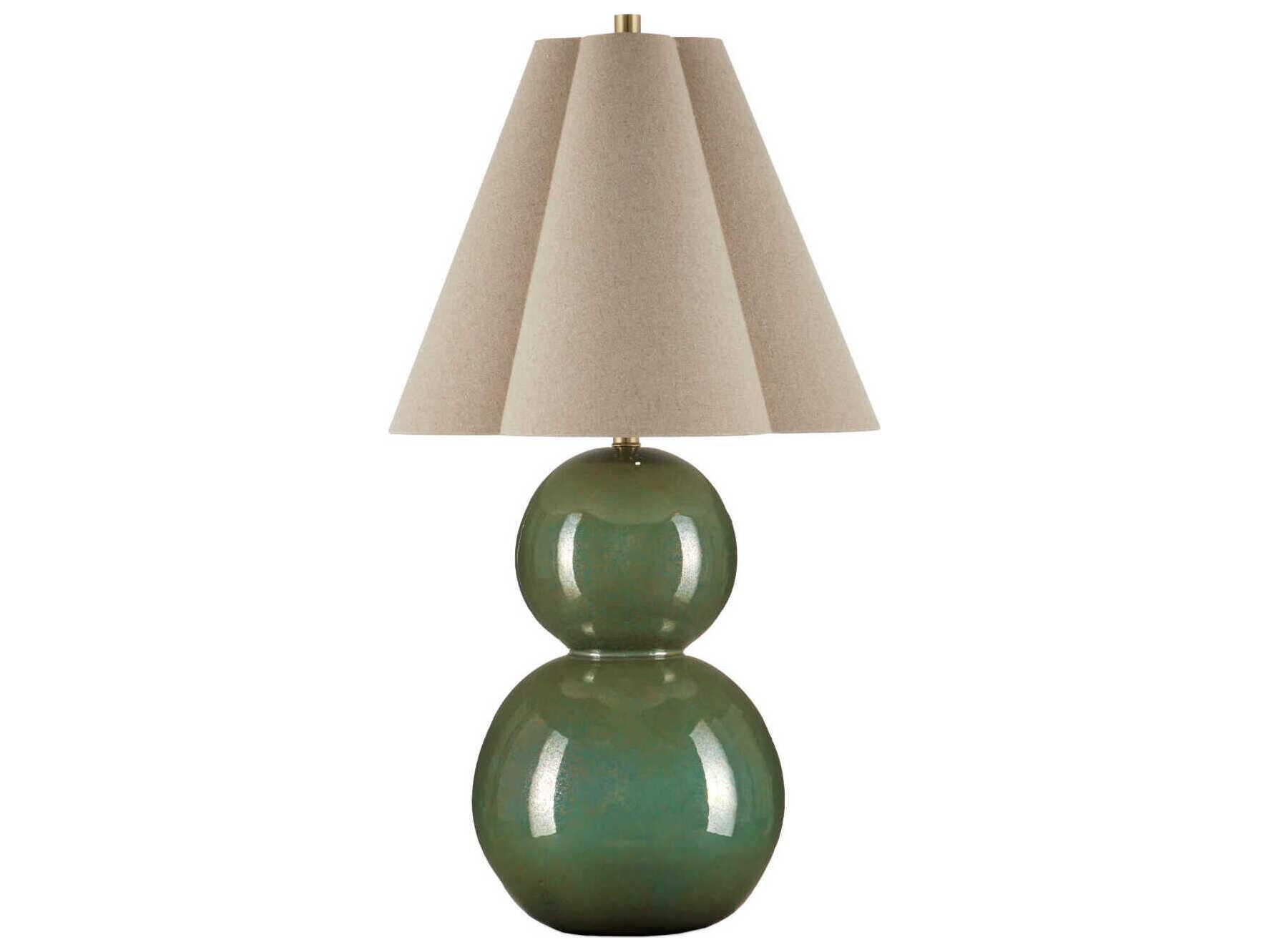 Currey & Company Kindred Green Natural Linen Buffet Lamp
