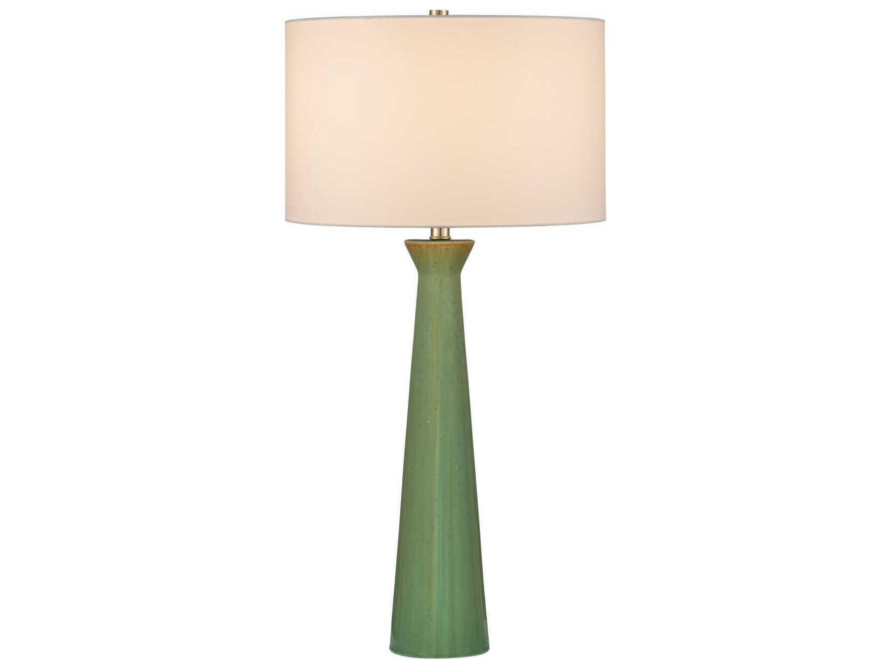 Currey & Company Grassington Green Egg Shell Cotton Linen Buffet Lamp