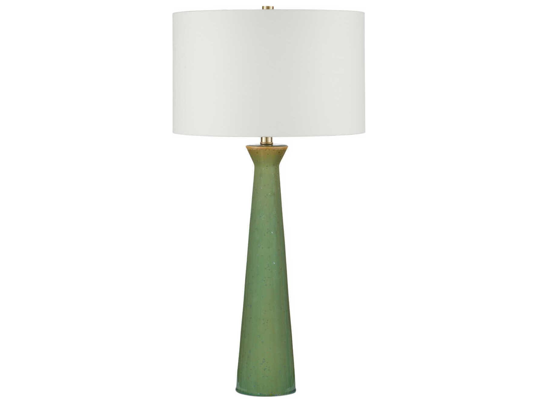 Currey & Company Grassington Green Egg Shell Cotton Linen Buffet Lamp