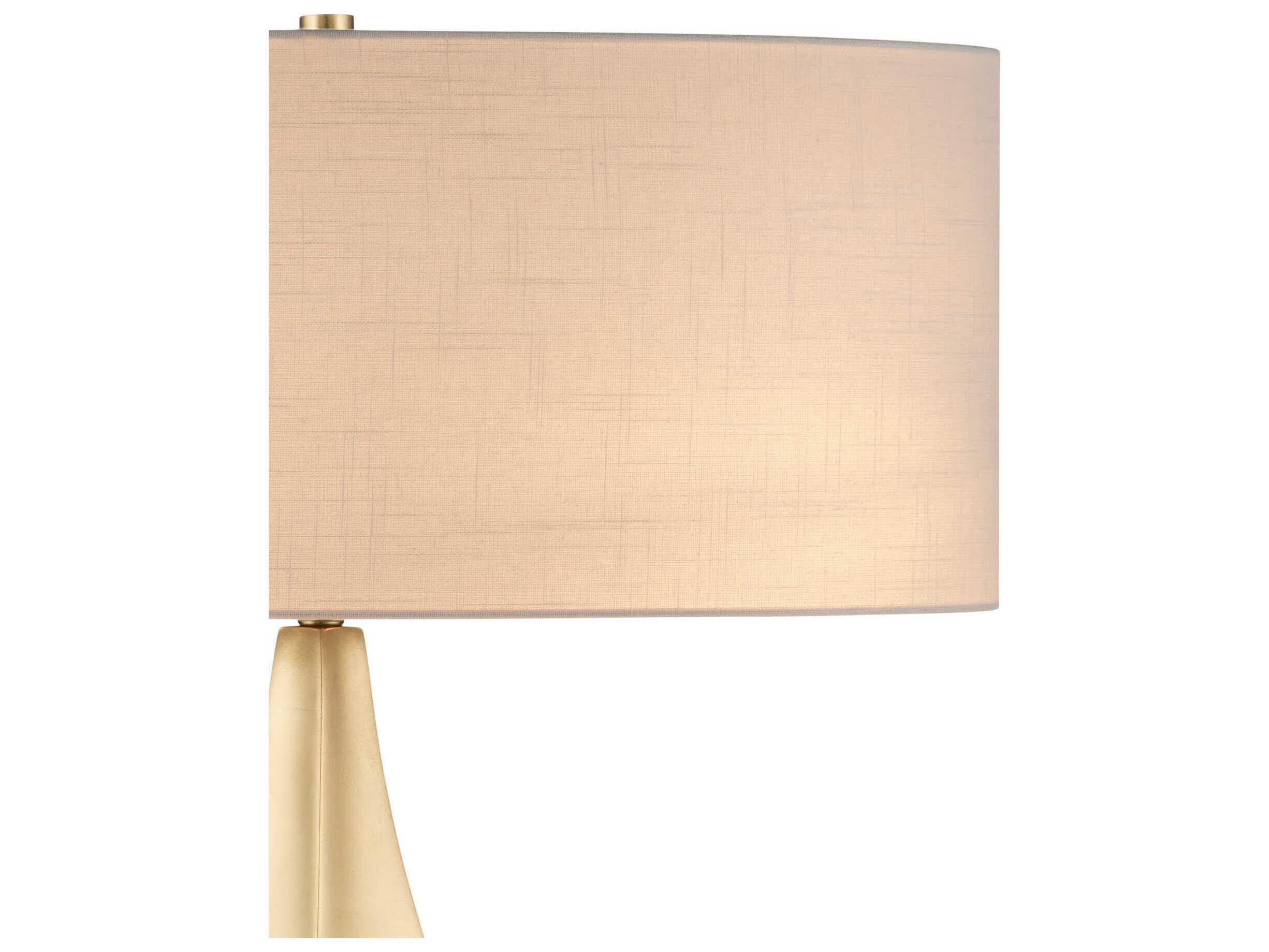 Currey & Company Cassia Gold Leaf White Linen Buffet Lamp