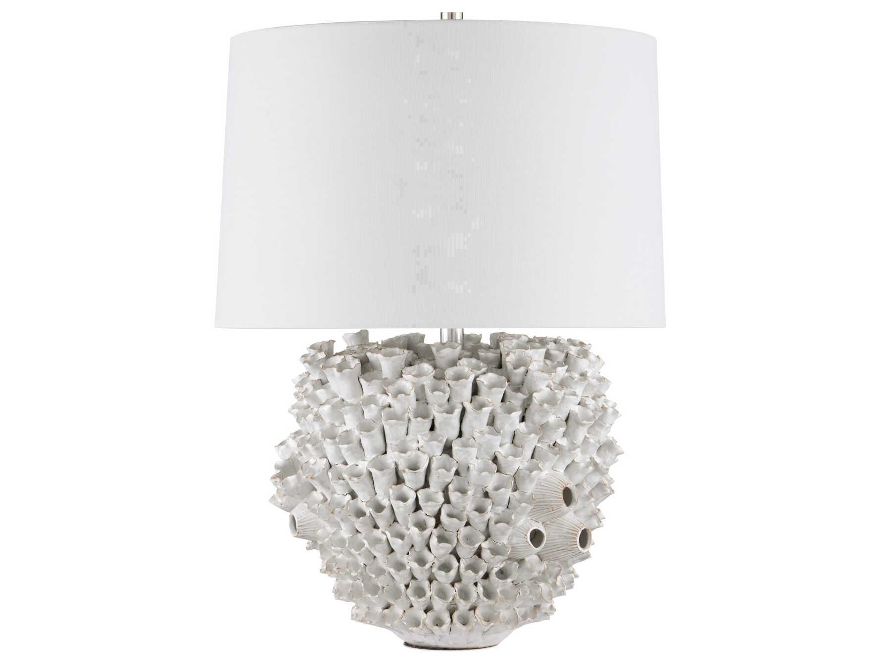 Currey & Company Manitapi White Linen Buffet Lamp