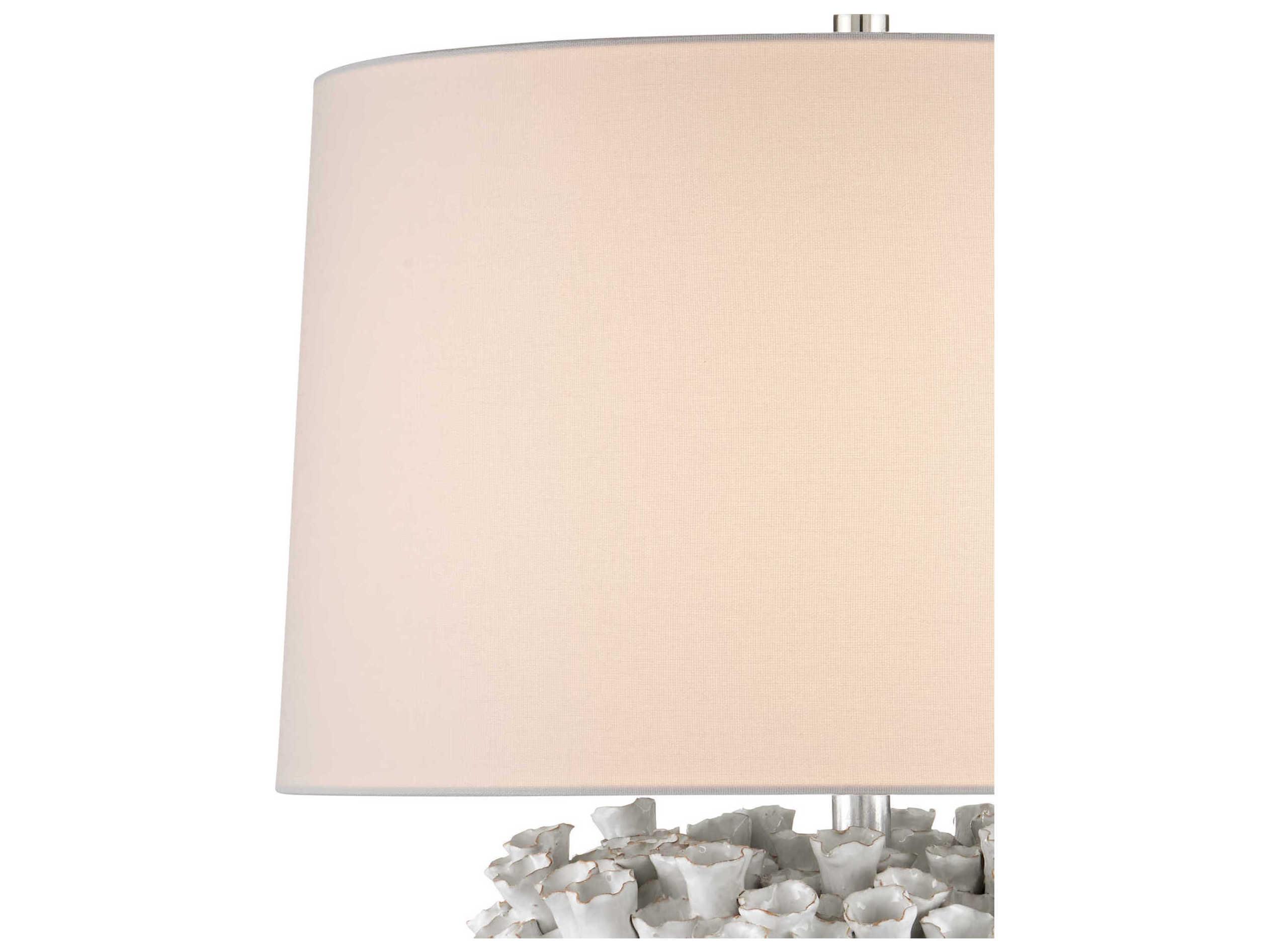 Currey & Company Manitapi White Linen Buffet Lamp