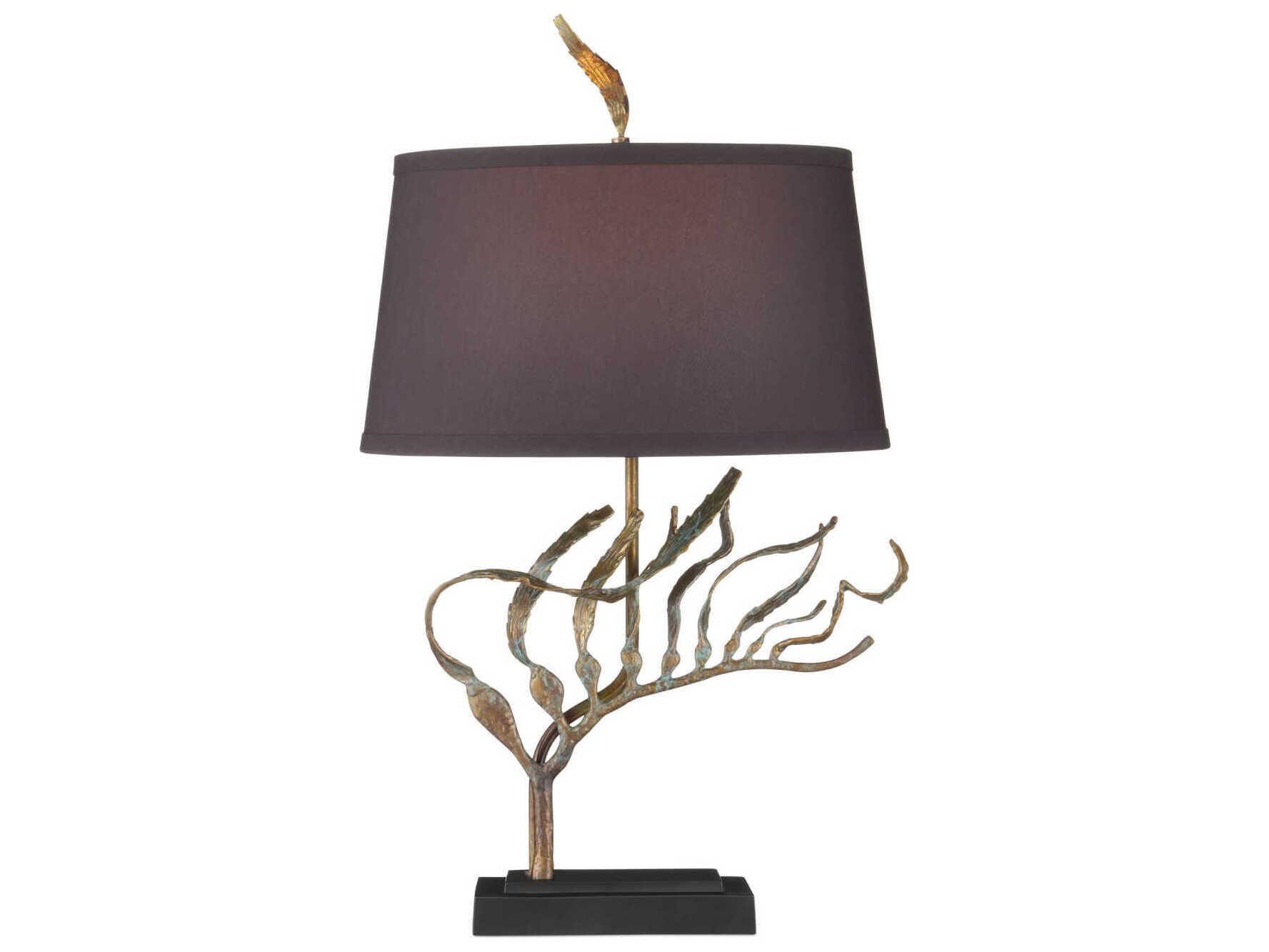Currey & Company Latissima Verdigris Black Polyester Table Lamp
