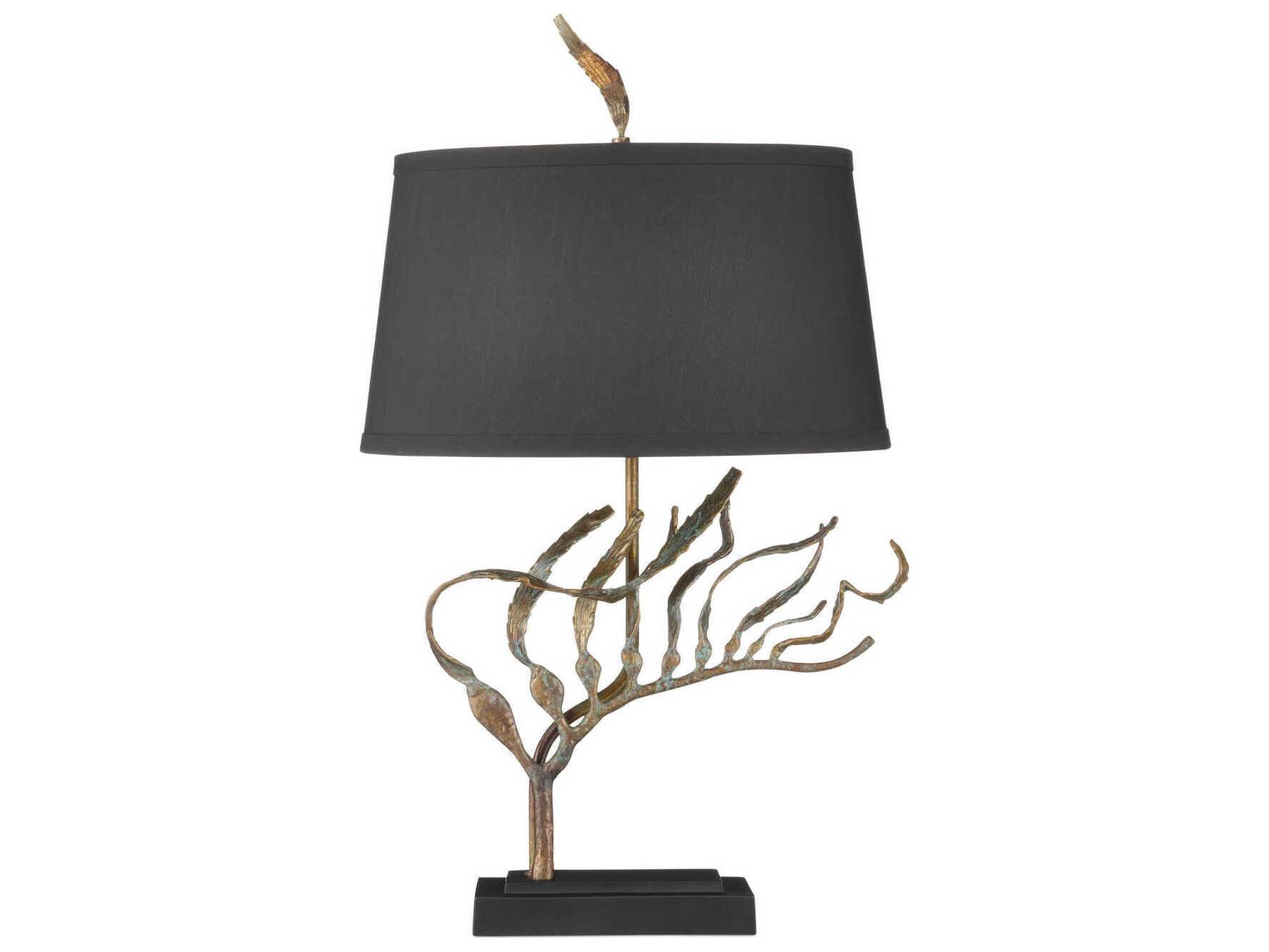 Currey & Company Latissima Verdigris Black Polyester Table Lamp
