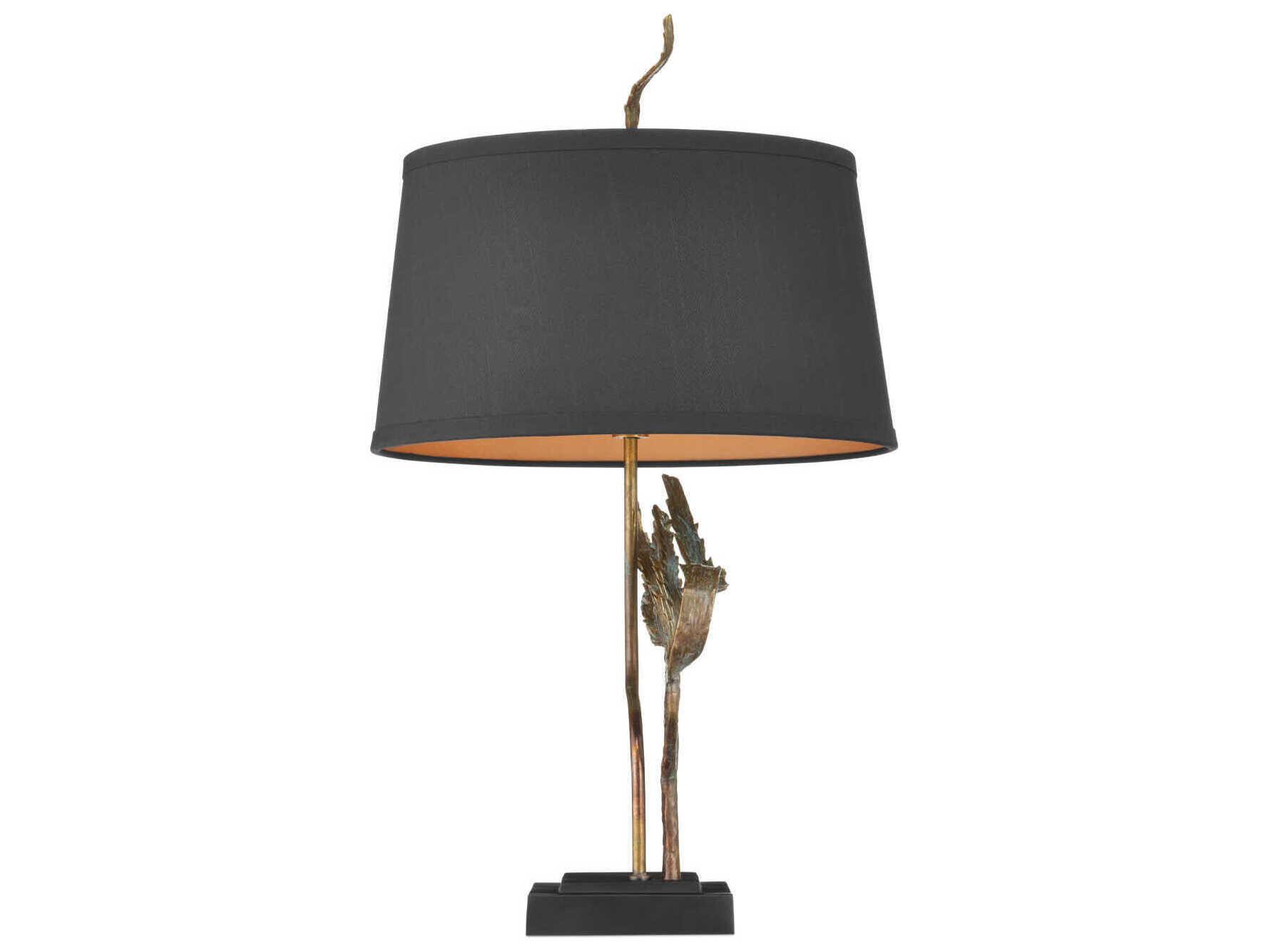 Currey & Company Latissima Verdigris Black Polyester Table Lamp