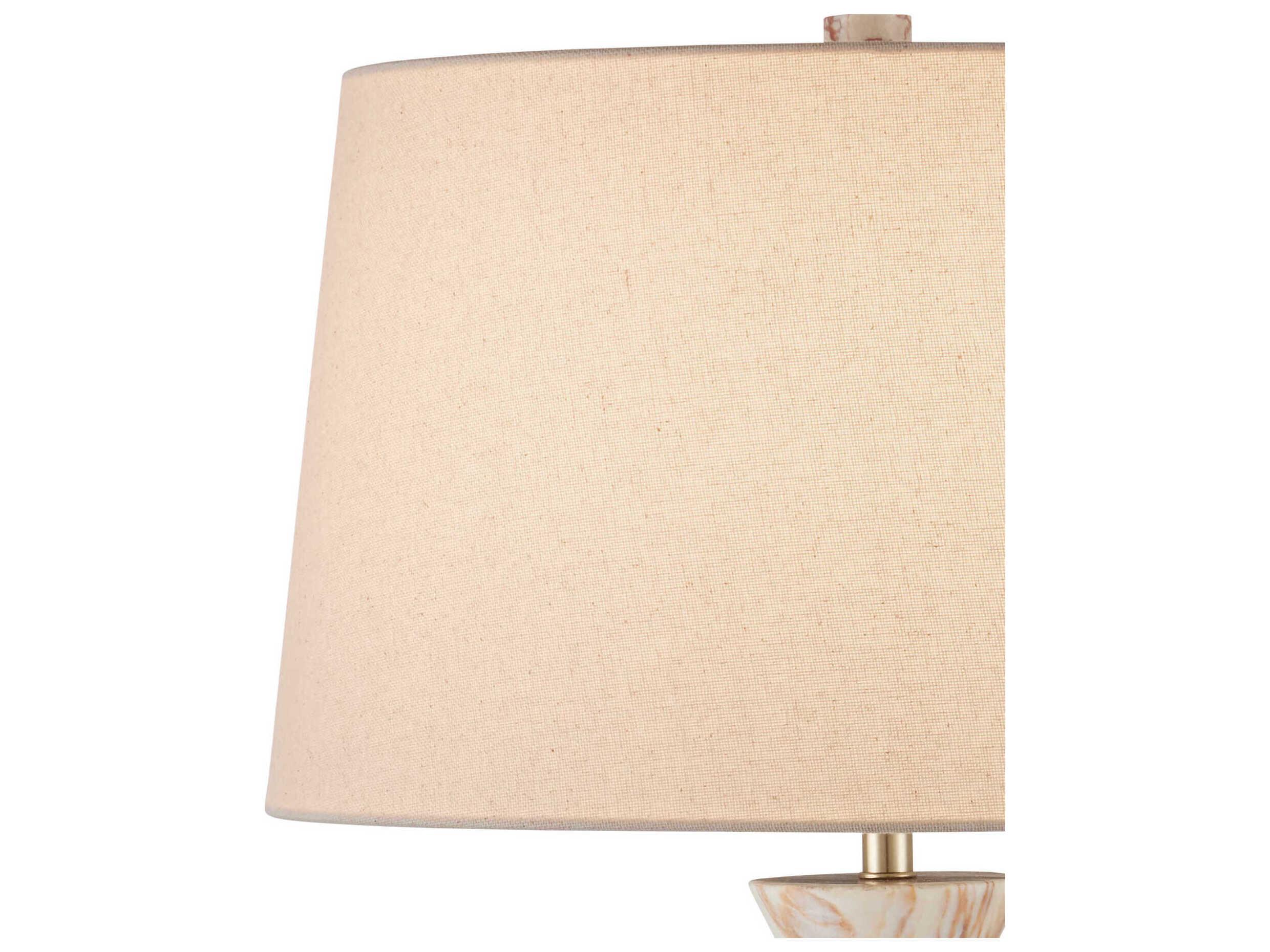 Currey & Company Seguso Natural Black Brass Linen Off White Buffet Lamp