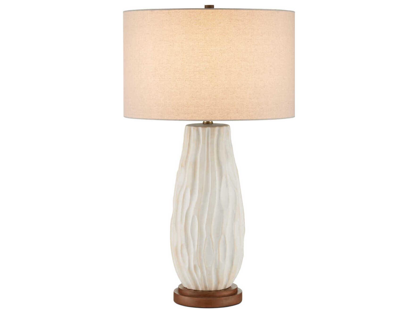 Currey & Company Water Natural Linen White Buffet Lamp