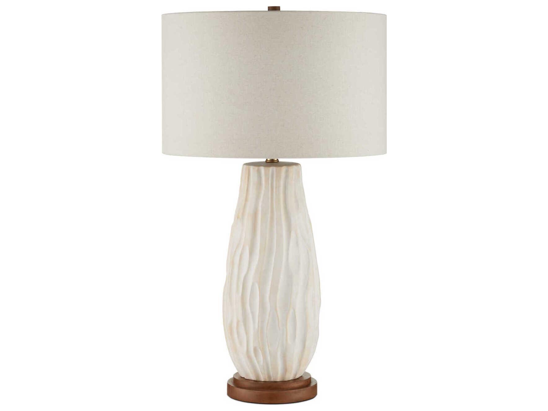 Currey & Company Water Natural Linen White Buffet Lamp