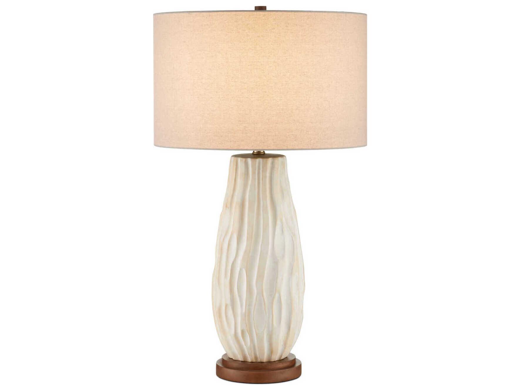 Currey & Company Water Natural Linen White Buffet Lamp