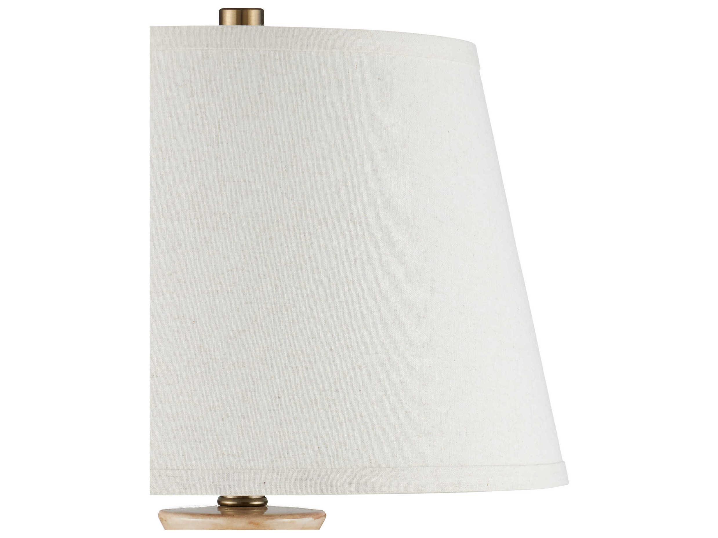 Currey & Company Brushmark Beige White Linen Brown Table Lamp