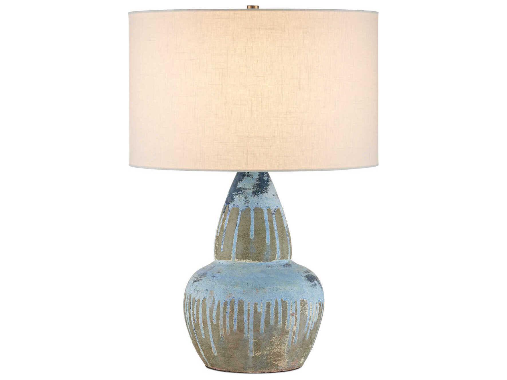 Currey & Company Catania Antique Blue Drip Buffet Lamp