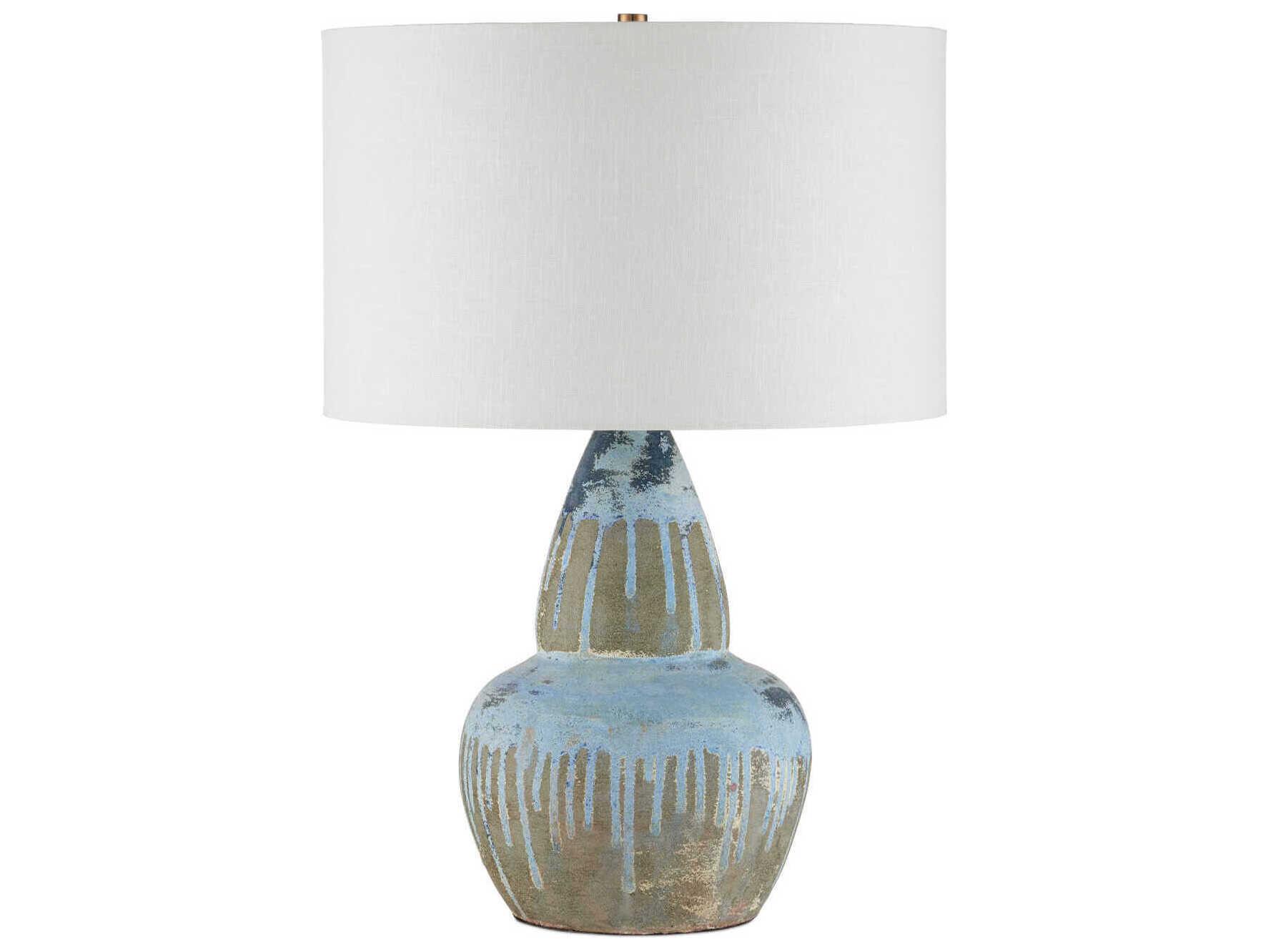 Currey & Company Catania Antique Blue Drip Buffet Lamp