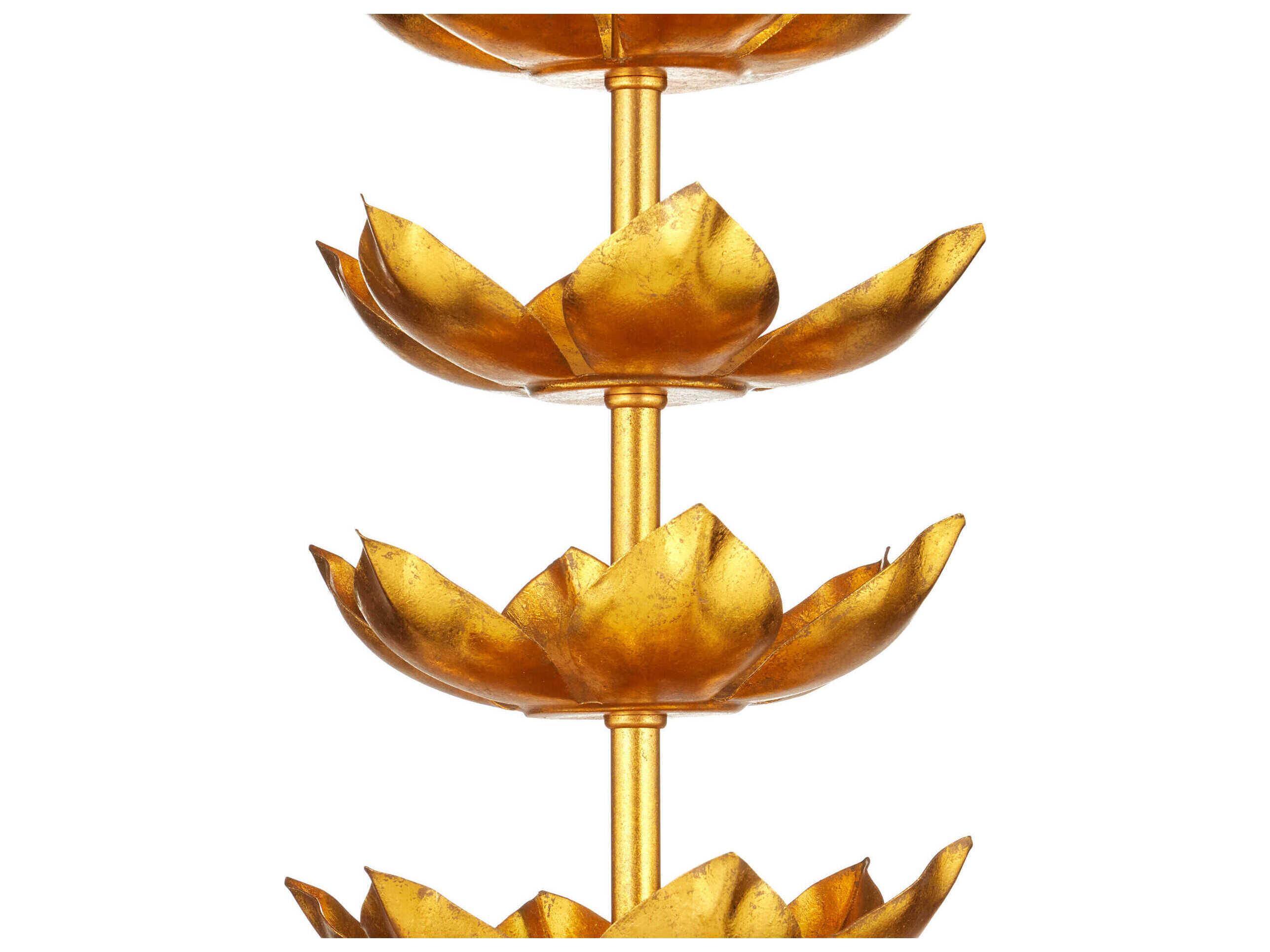 Currey & Company Awakening Gold Leaf Black Shantung Buffet Lamp