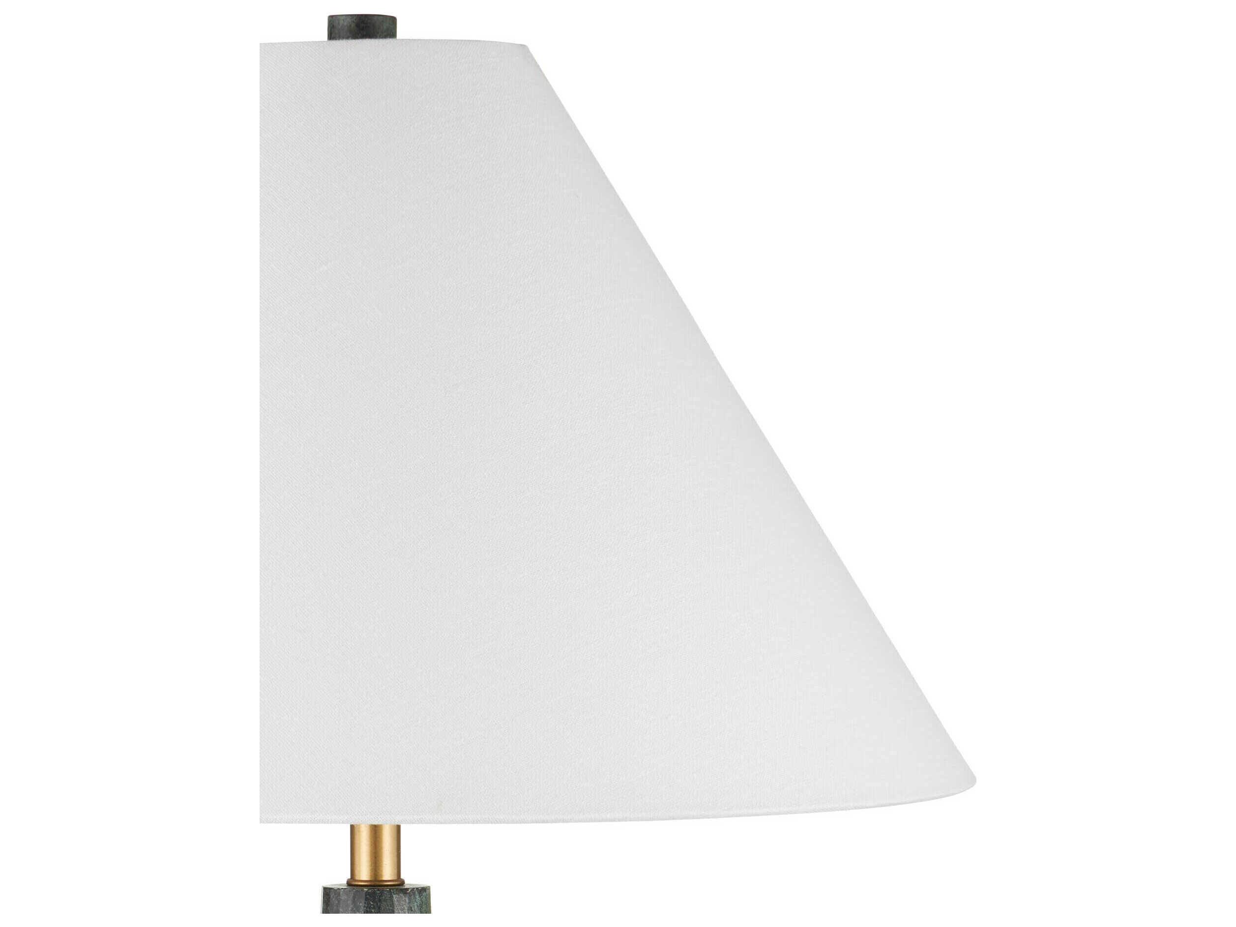 Currey & Company Djinn Verdigris Antique Brass Bone Linen Green Buffet Lamp