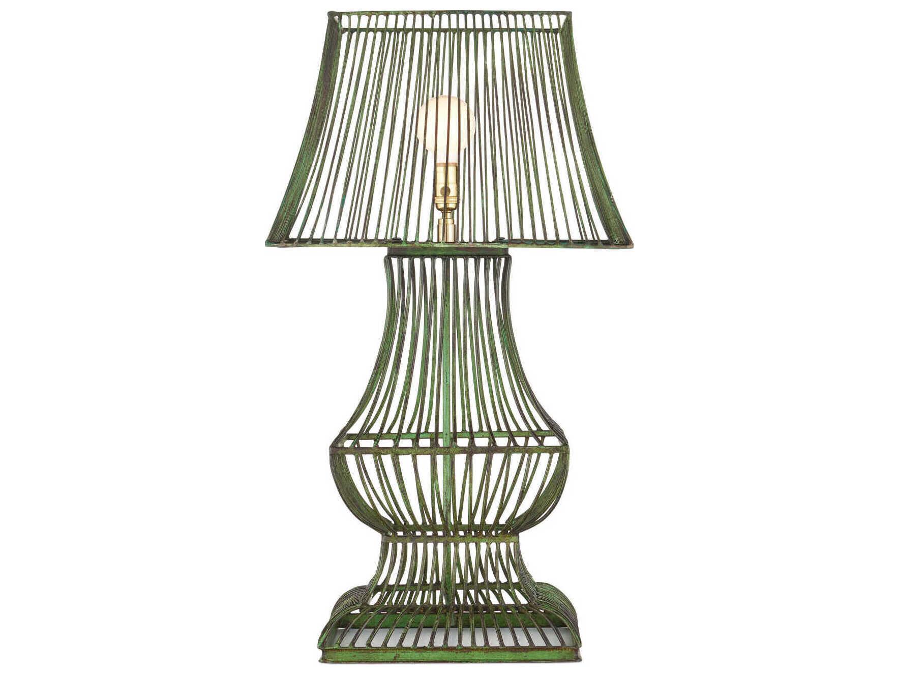 Currey & Company Tuteurs Distressed Green Iron Buffet Lamp