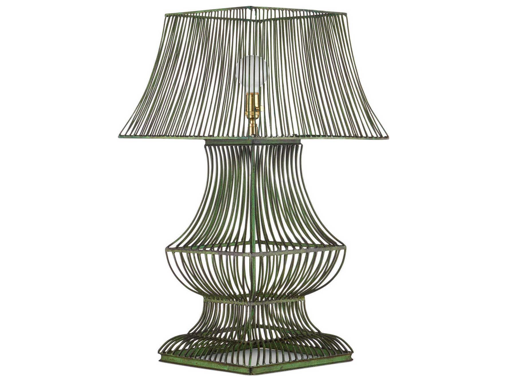 Currey & Company Tuteurs Distressed Green Iron Buffet Lamp