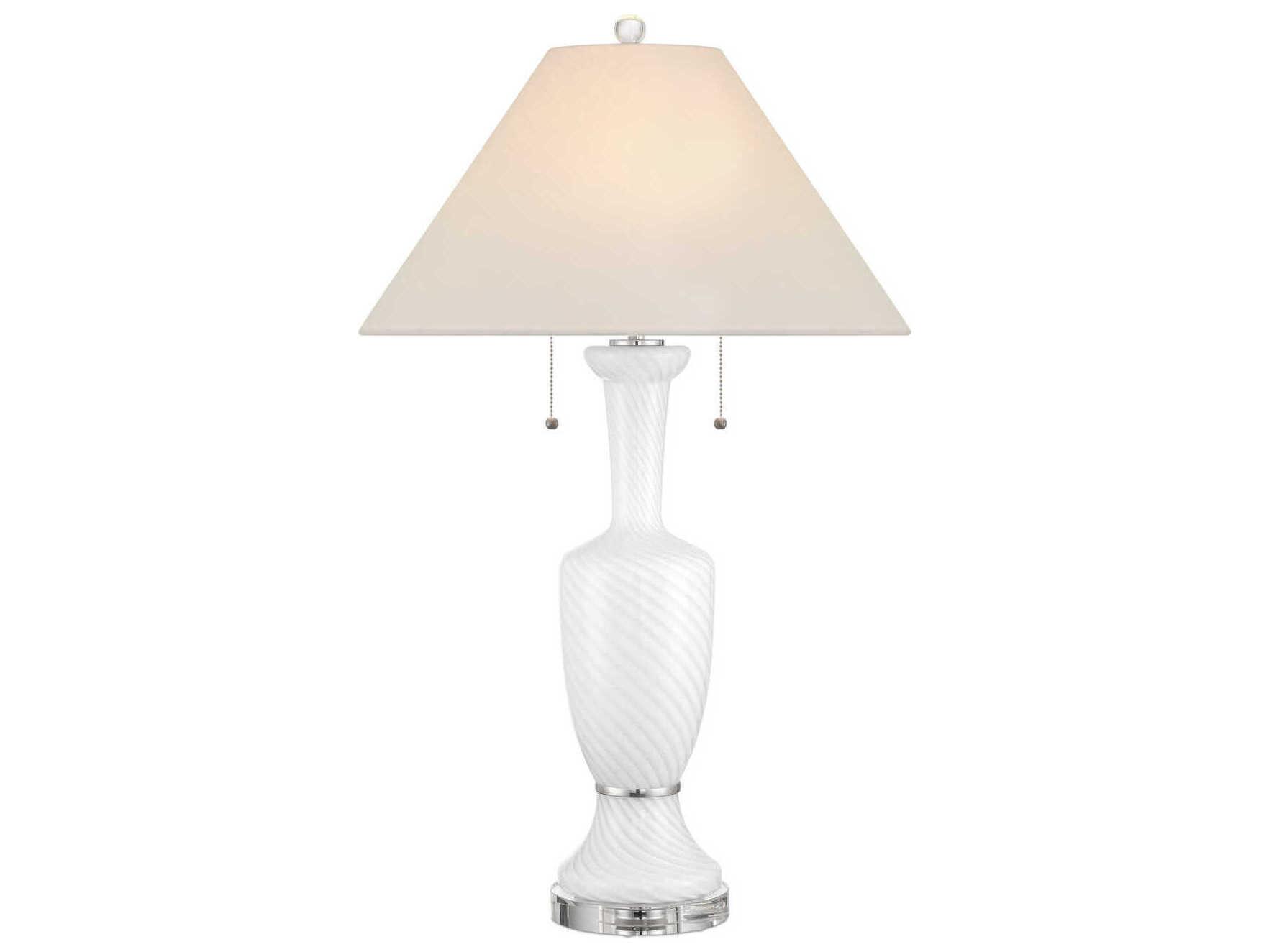 Currey & Company Classico White Polished Nickel Linen Buffet Lamp