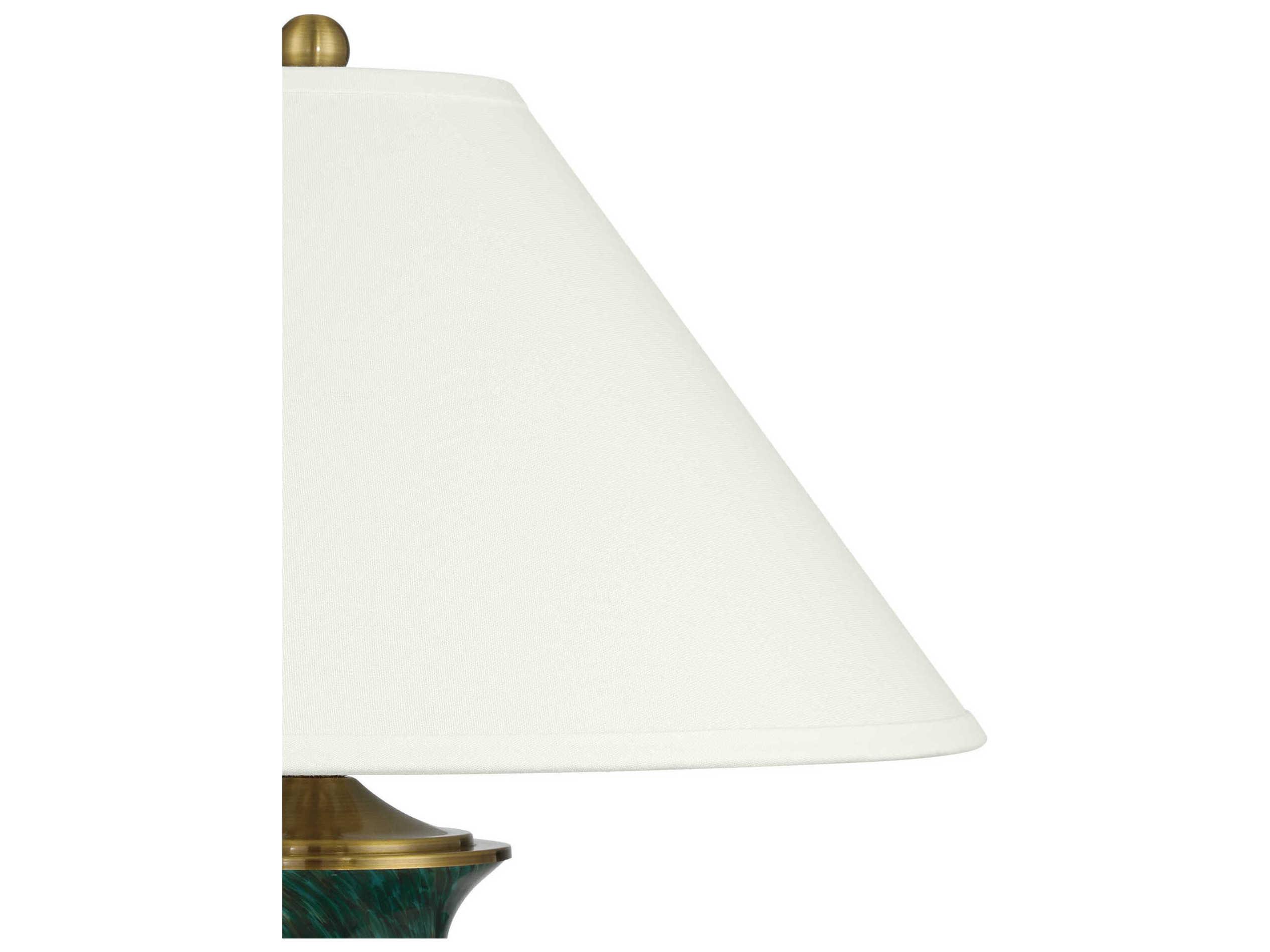 Currey & Company Claude Green Antique Brass White Linen Buffet Lamp