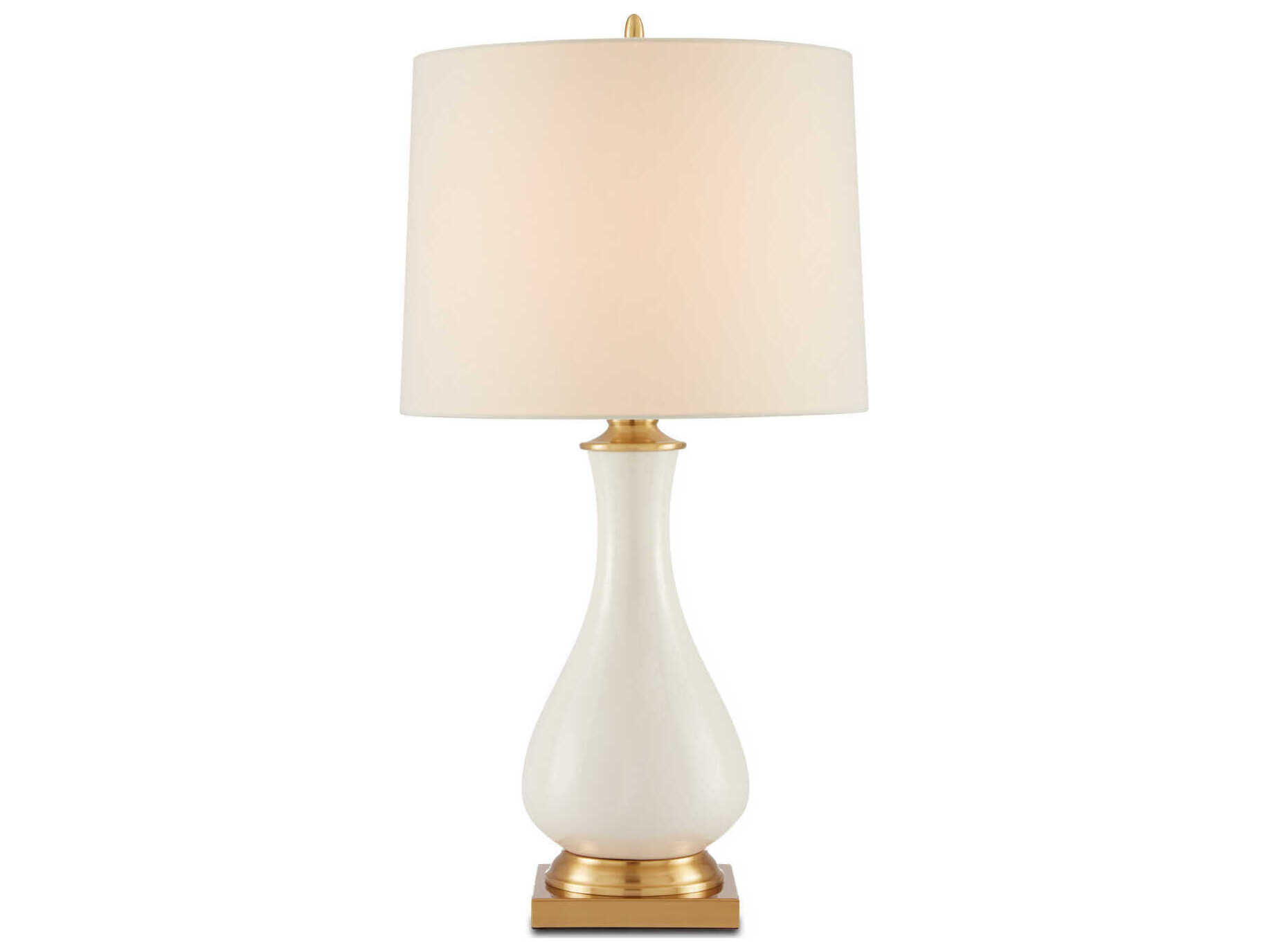 Currey & Company Lynton Cream Lynton Crackle brass Off White Table Lamp