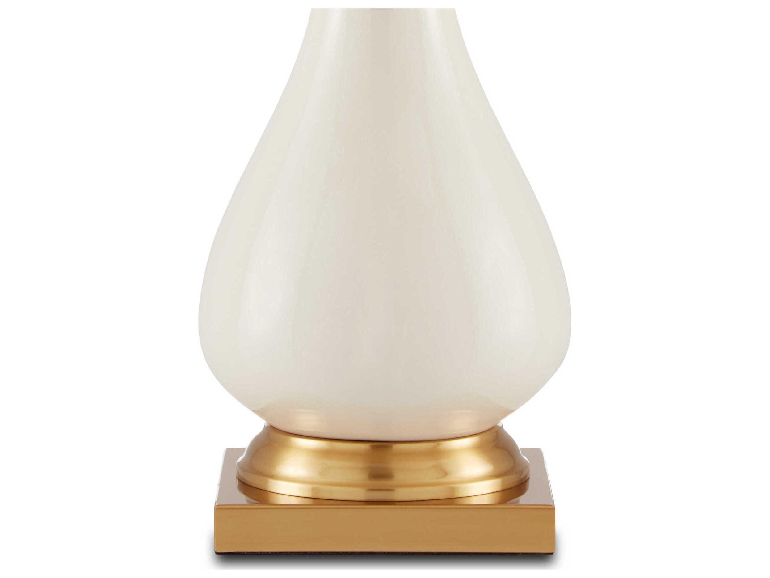 Currey & Company Lynton Cream Lynton Crackle brass Off White Table Lamp
