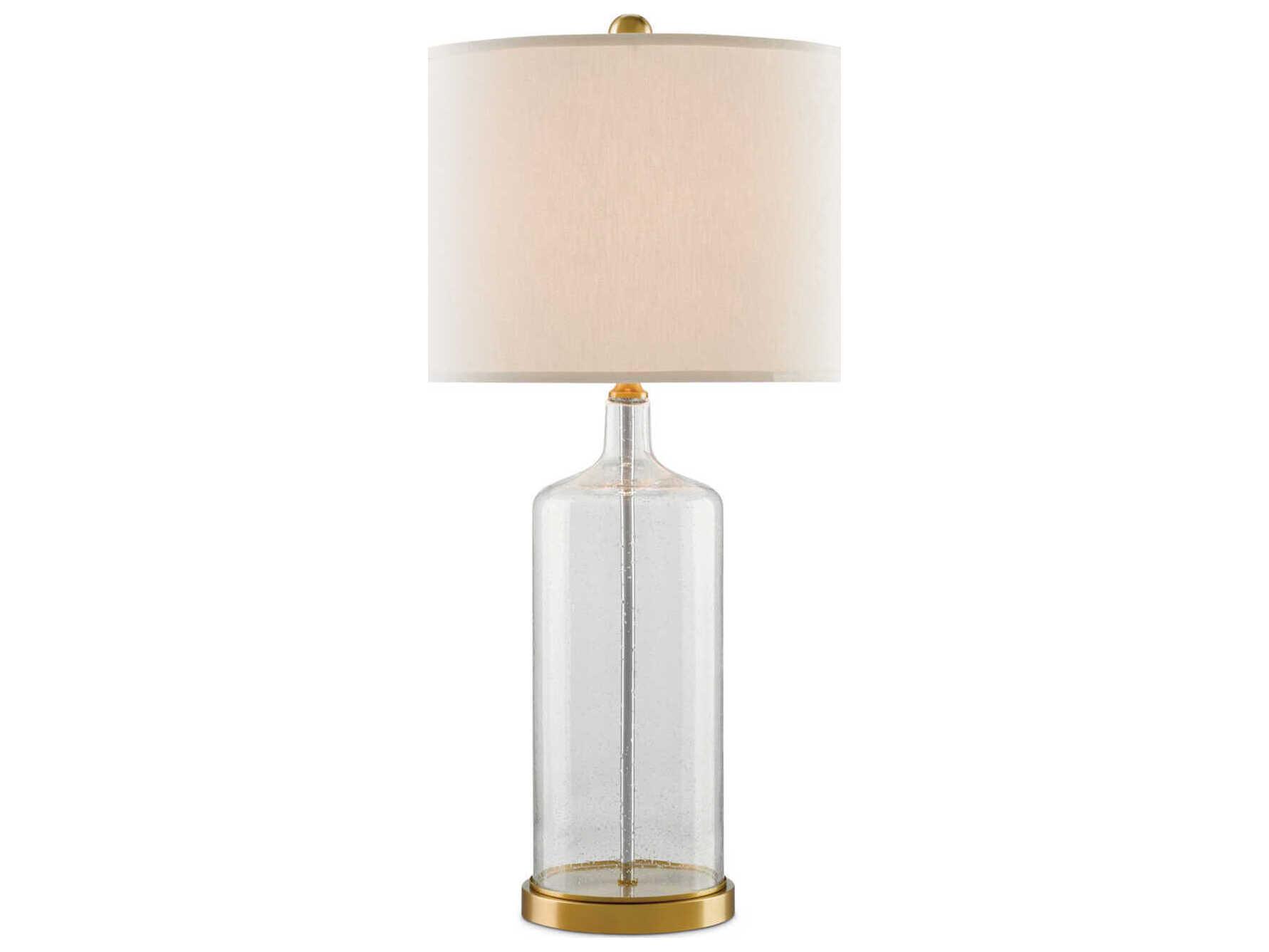Currey & Company Hazel Clear Bubbled Glass Brass Table Lamp