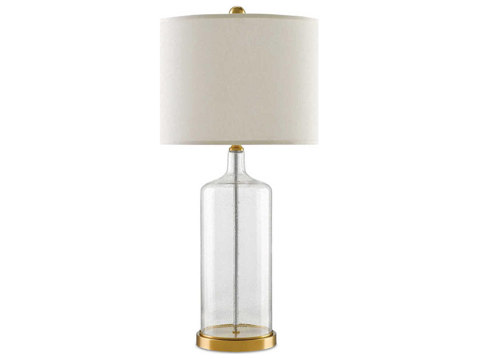 Currey & Company Hazel Clear Bubbled Glass Brass Table Lamp