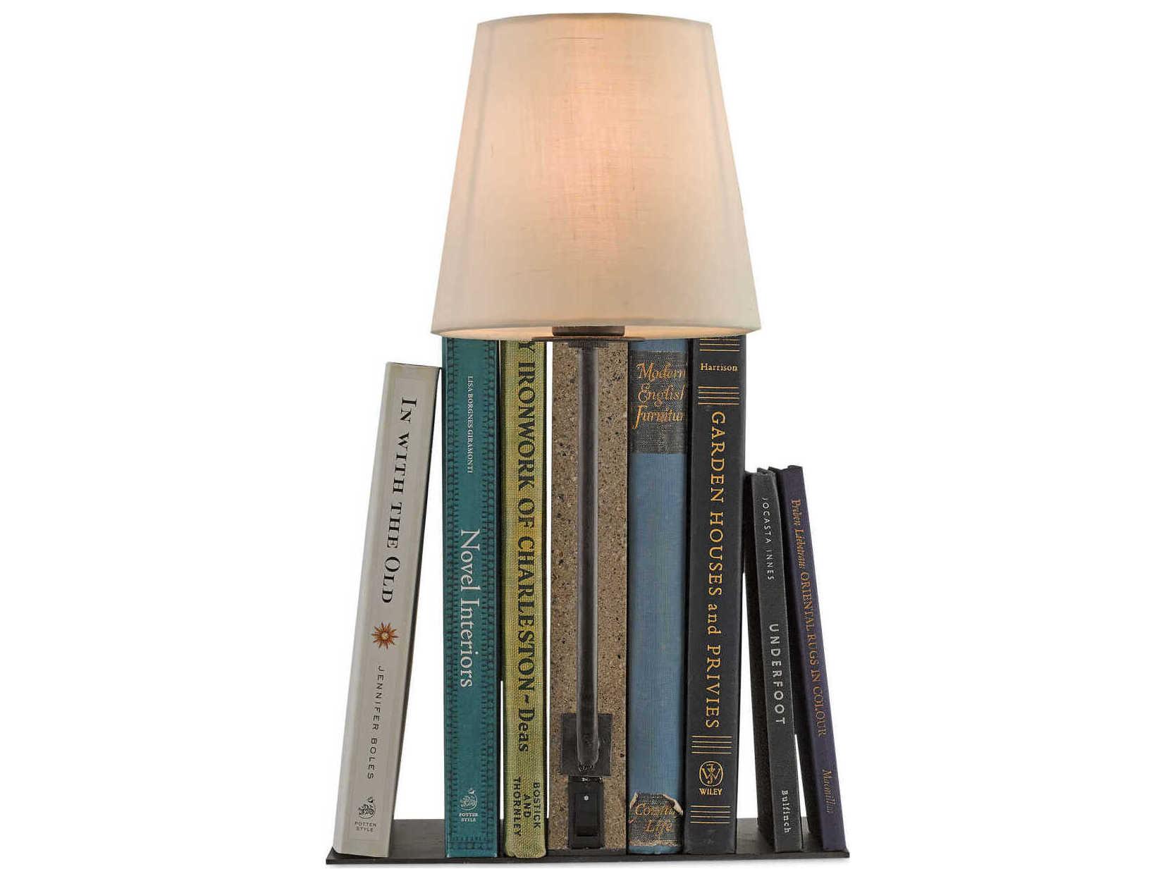 Currey & Company Oldknow Bookcase Polished Concrete aged Steel Table Lamp