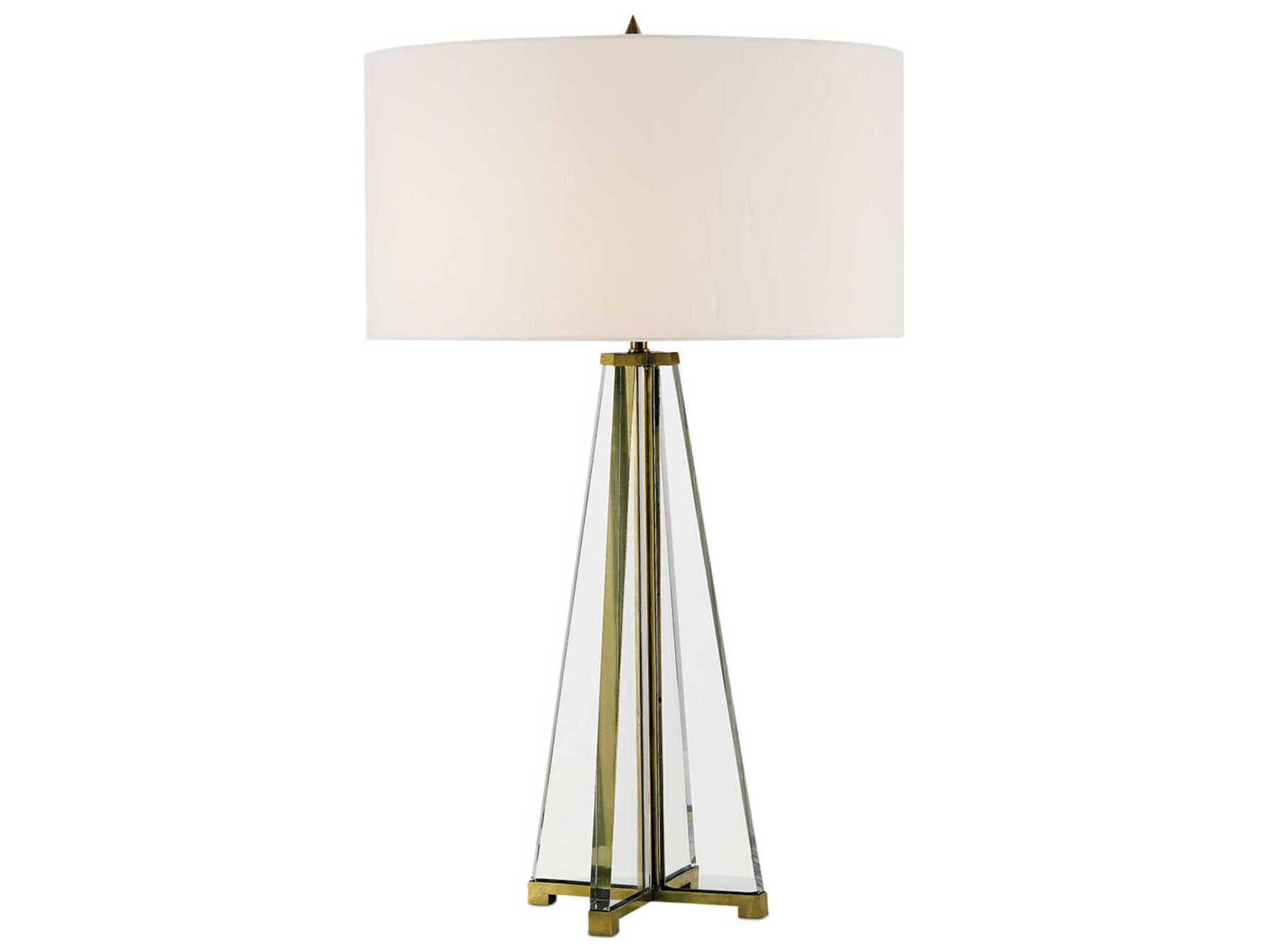 Currey & Company Lamont Brass clear Optic Crystal Table Lamp