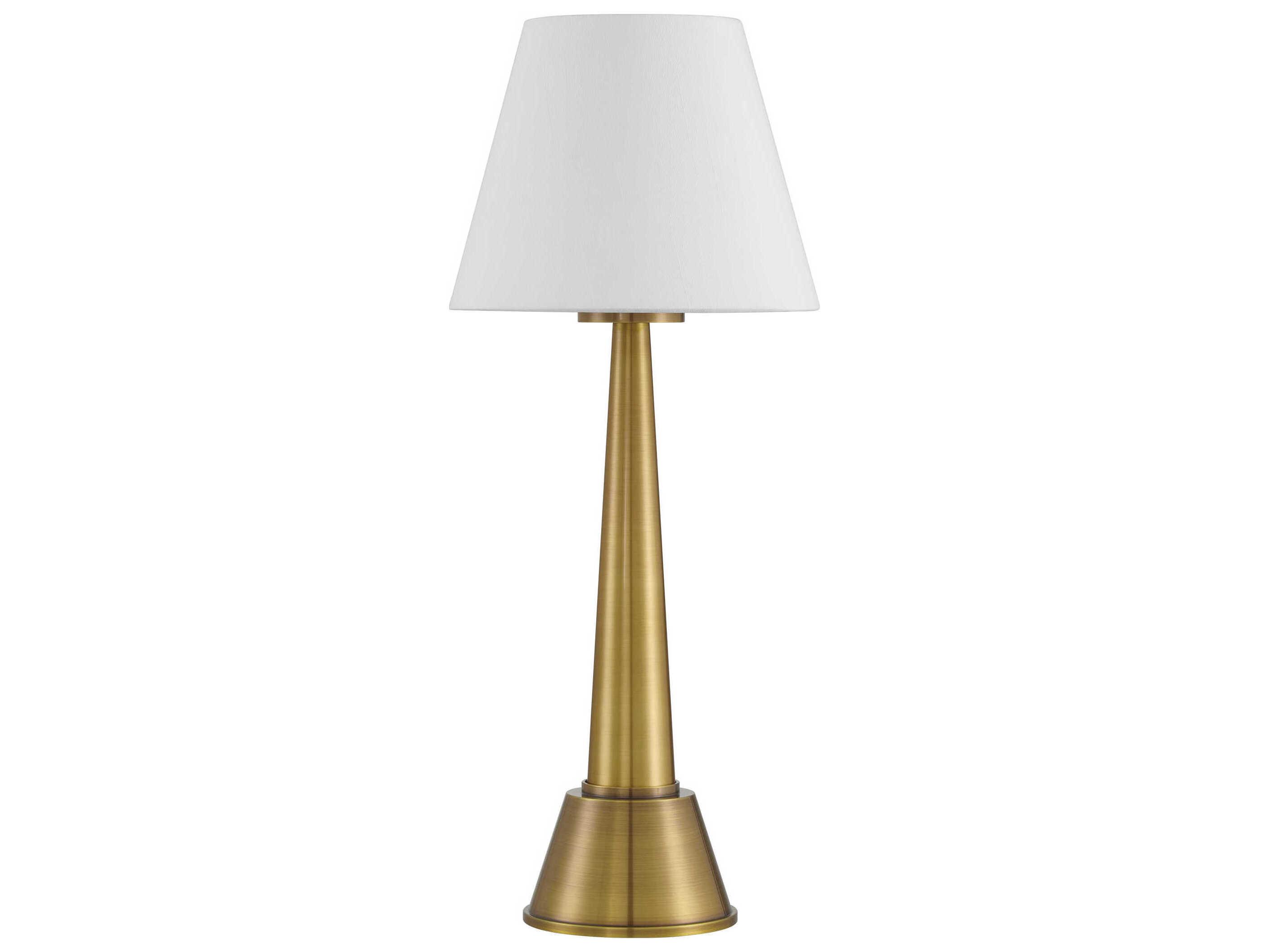 Currey & Company Saunter Brass Off White Shantung Table Lamp