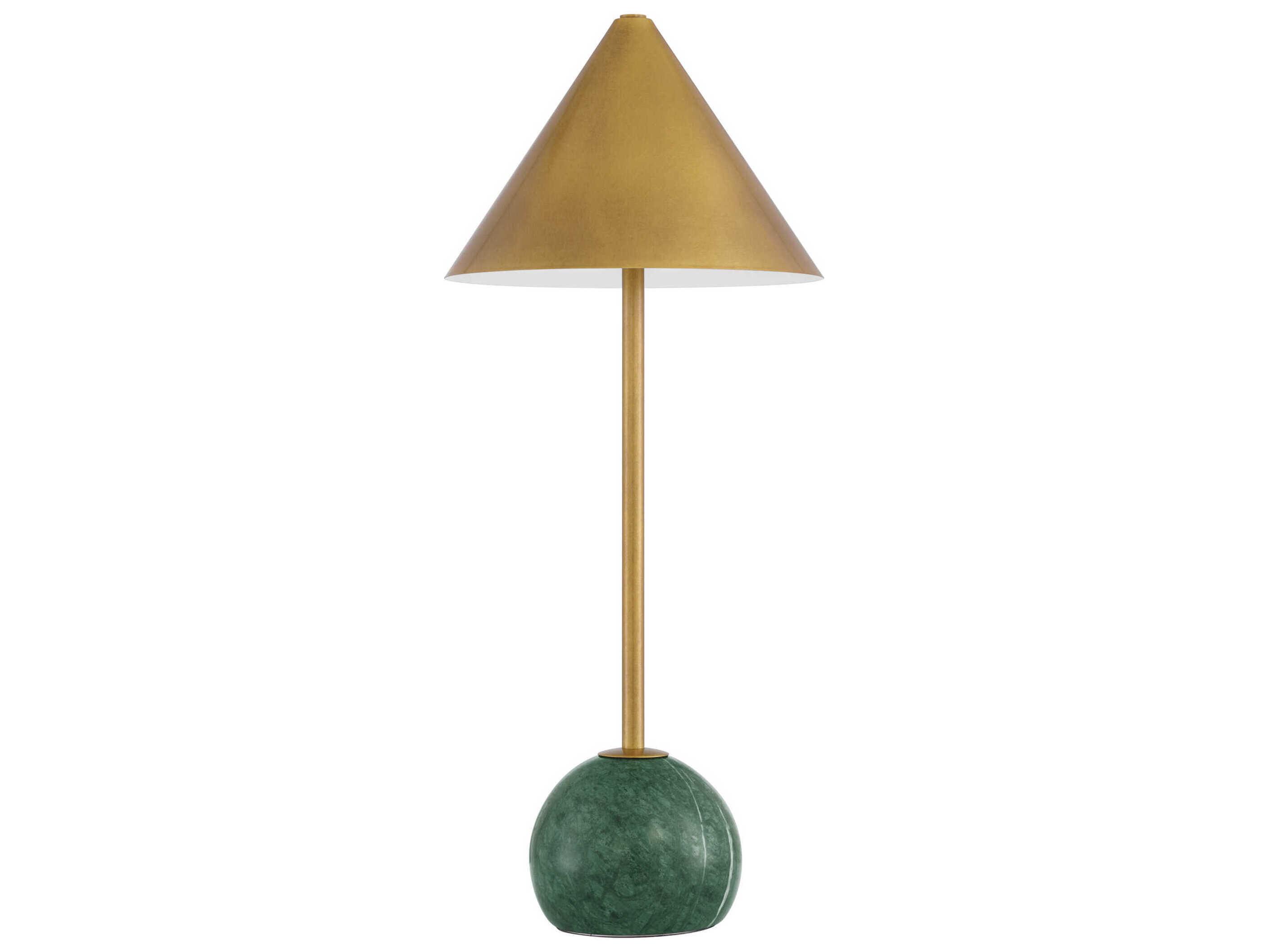 Currey & Company Journey Antique Brass Green Metal Table Lamp