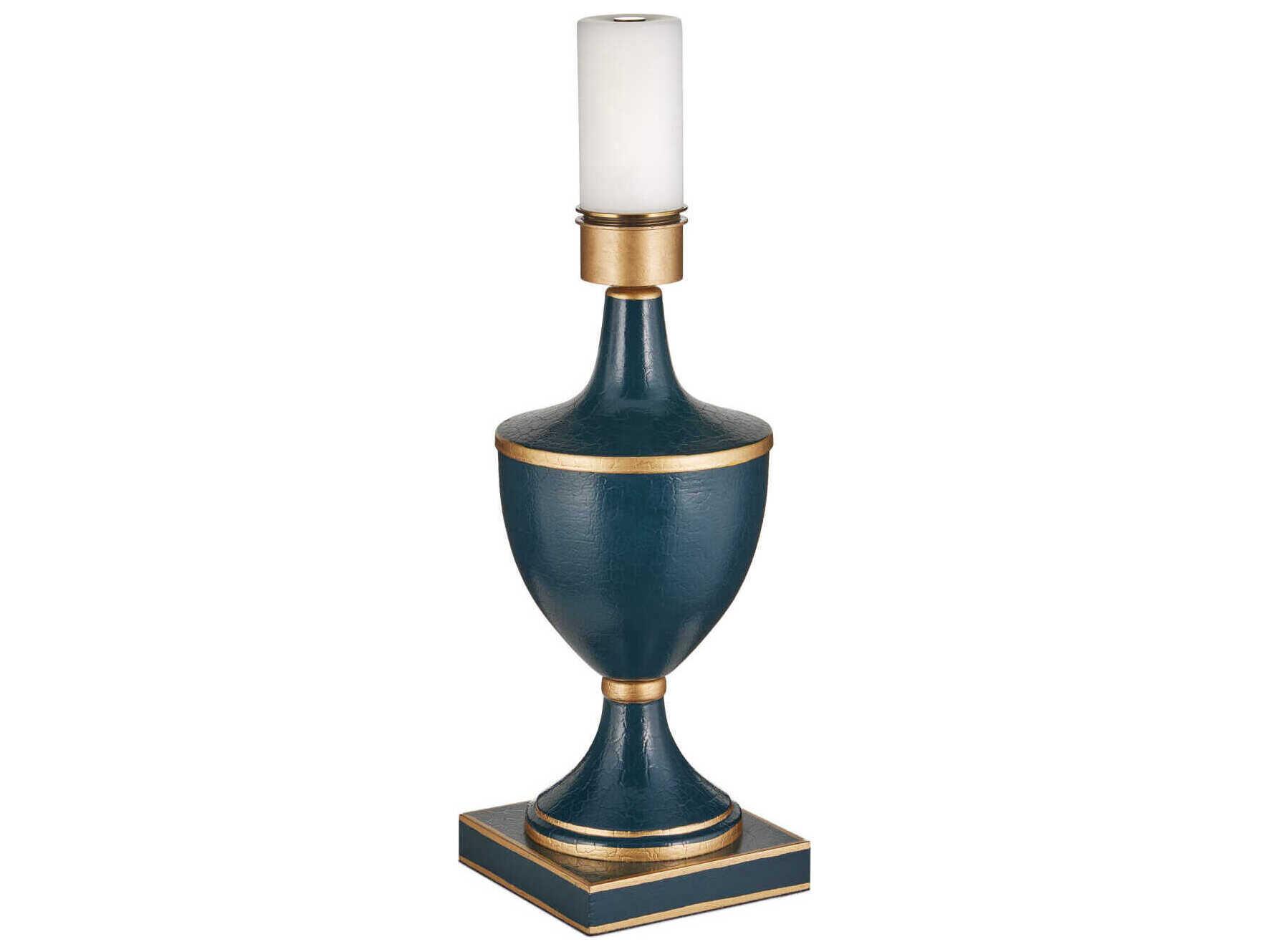 Currey & Company Travelogue Navy Gold Crackle Metal Blue Traditional Table Lamp
