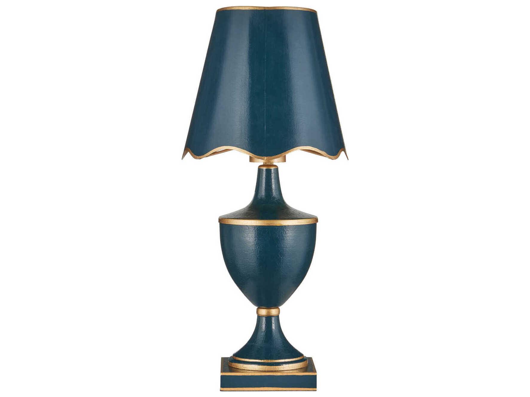 Currey & Company Travelogue Navy Gold Crackle Metal Blue Traditional Table Lamp