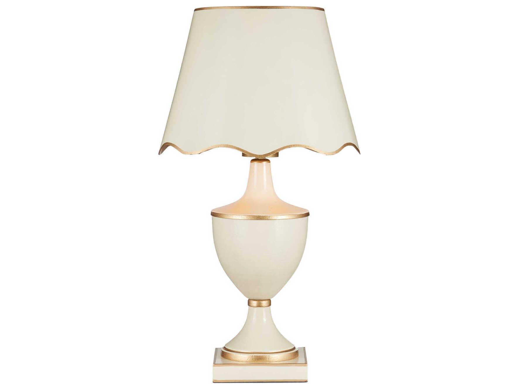 Currey & Company Travelogue Ivory Gold Crackle Metal White Traditional Table Lamp